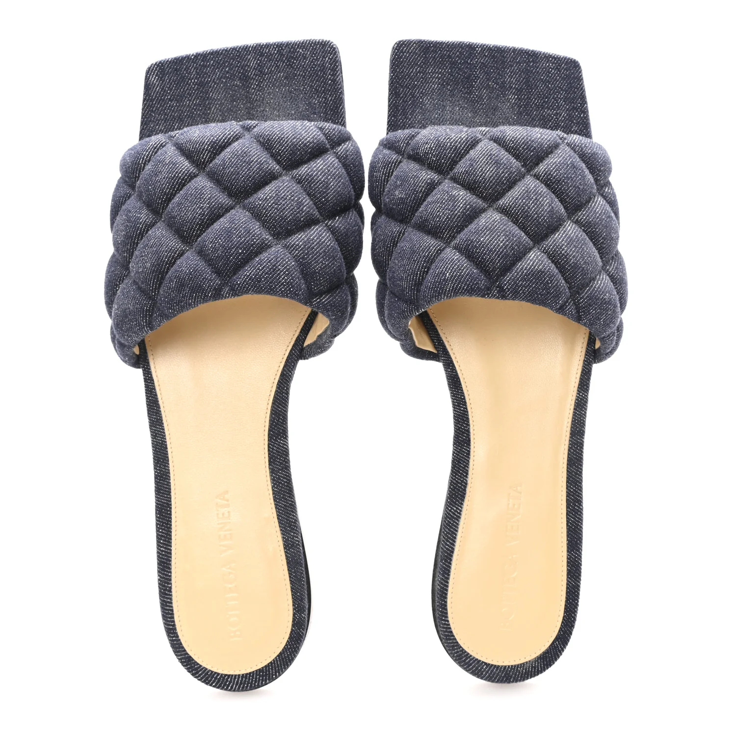 Denim Matelasse Padded Flat Sandals 38 Indigo - Image 2