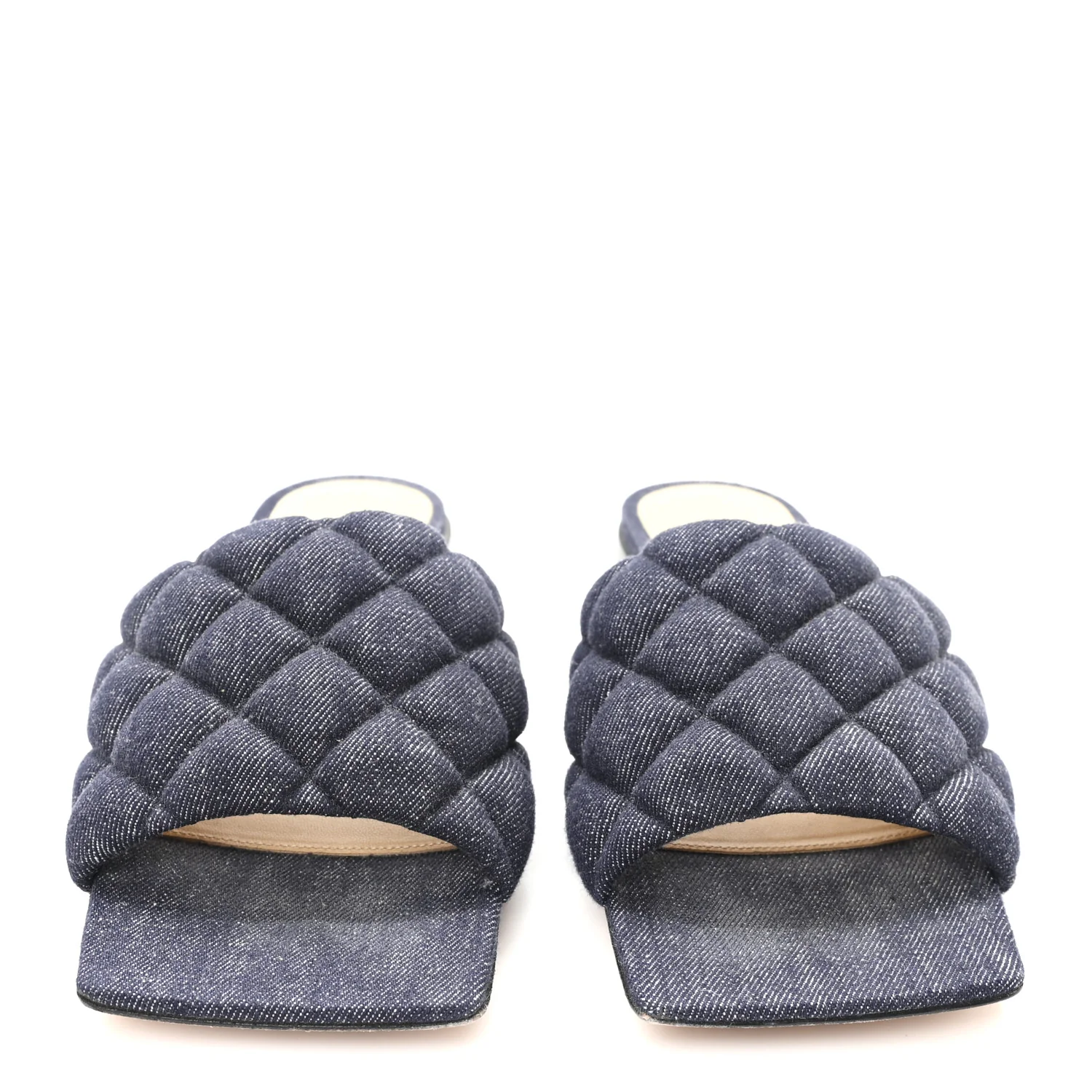 Denim Matelasse Padded Flat Sandals 38 Indigo - Image 3
