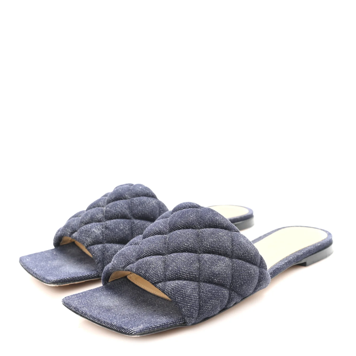 Denim Matelasse Padded Flat Sandals 38 Indigo - Image 4