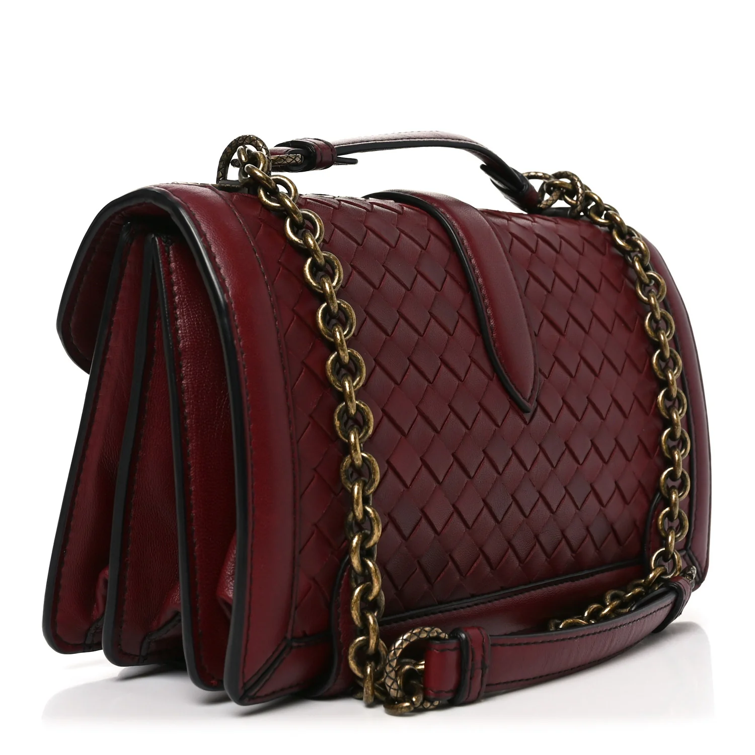 French Calfskin Intrecciato City Knot Bag Burgundy - Image 3
