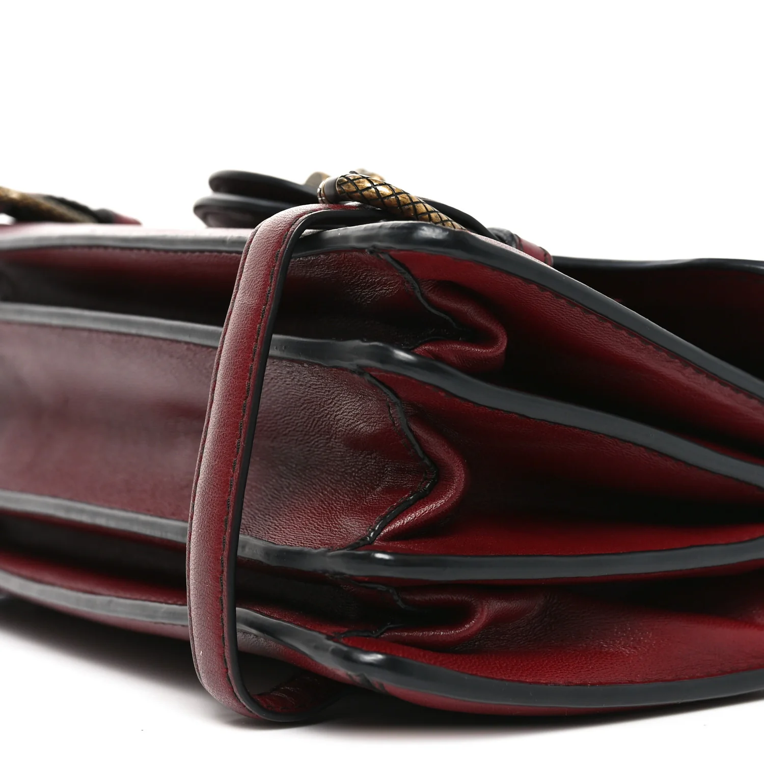 French Calfskin Intrecciato City Knot Bag Burgundy - Image 9
