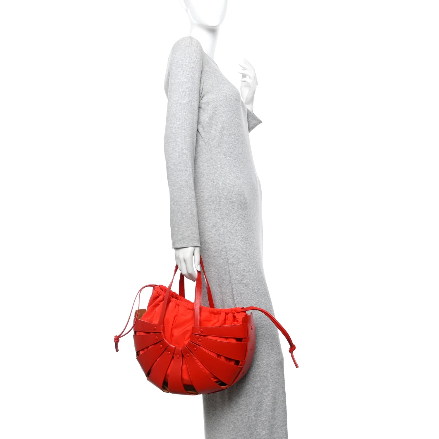 French Calfskin Shell Bag Chili Tomato - Image 2