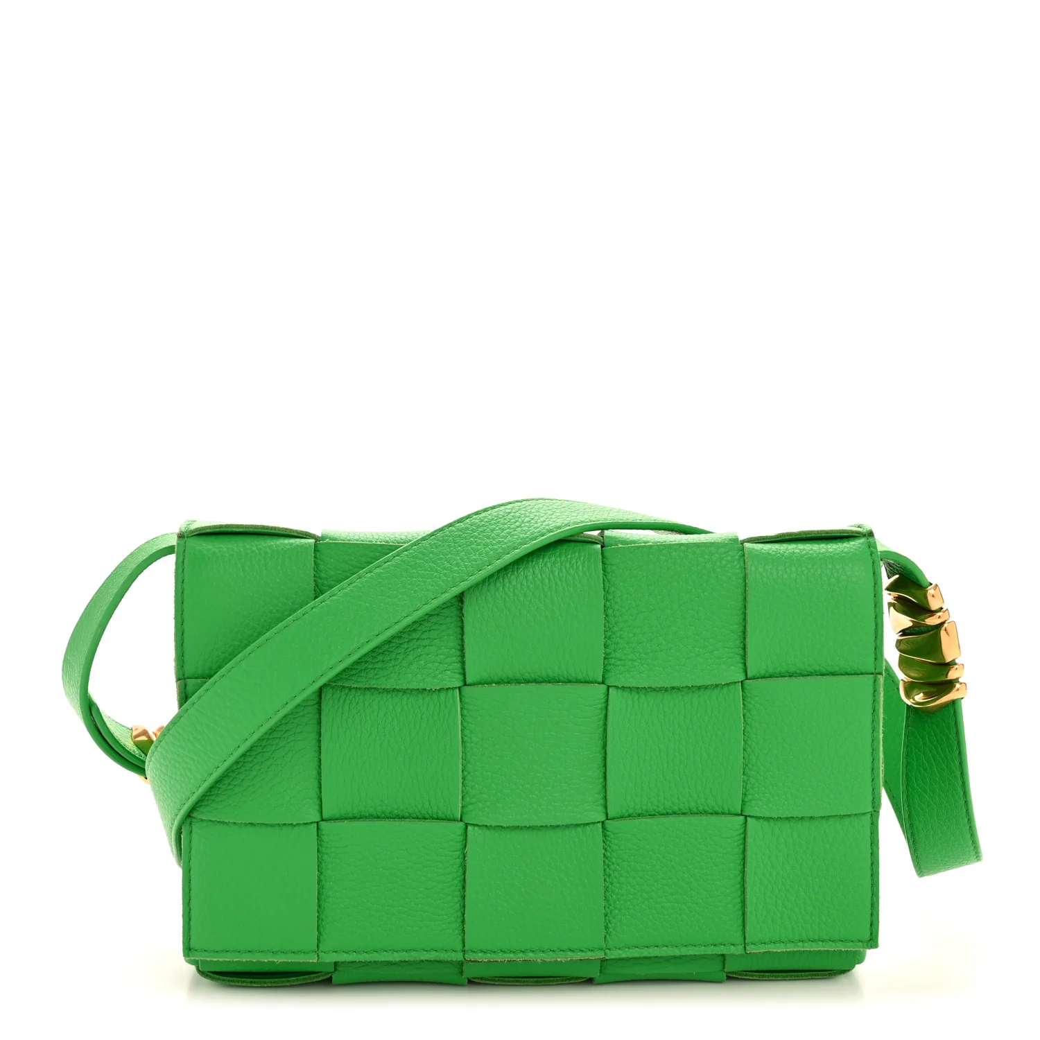 Grained Calfskin Maxi Intrecciato Cassette Crossbody Bag Parakeet