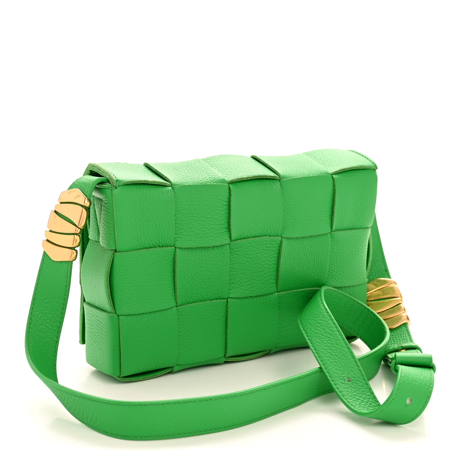 Grained Calfskin Maxi Intrecciato Cassette Crossbody Bag Parakeet - Image 3