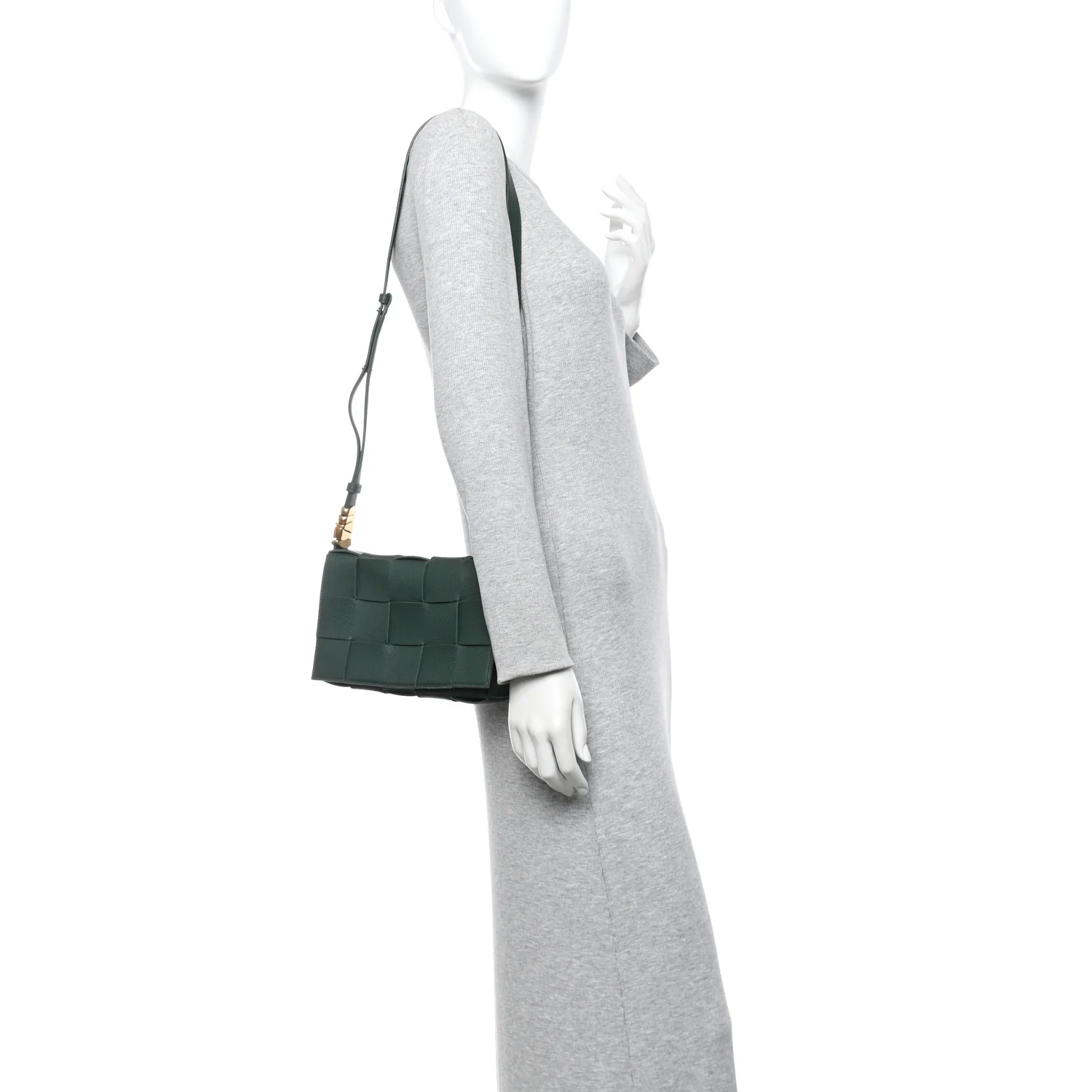 Grained Calfskin Maxi Intrecciato Cassette Crossbody Bag Raintree Green - Image 2