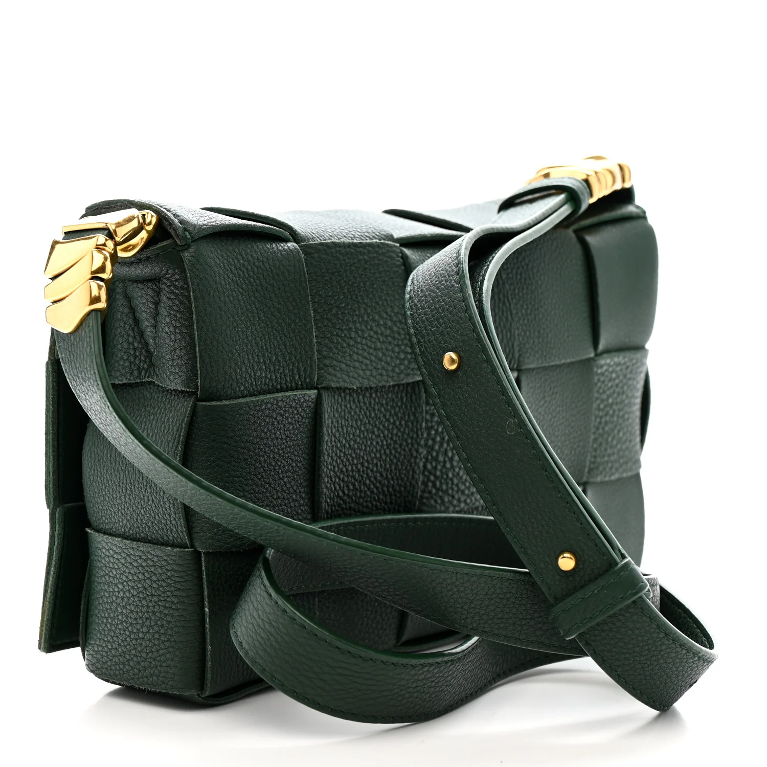 Grained Calfskin Maxi Intrecciato Cassette Crossbody Bag Raintree Green - Image 3