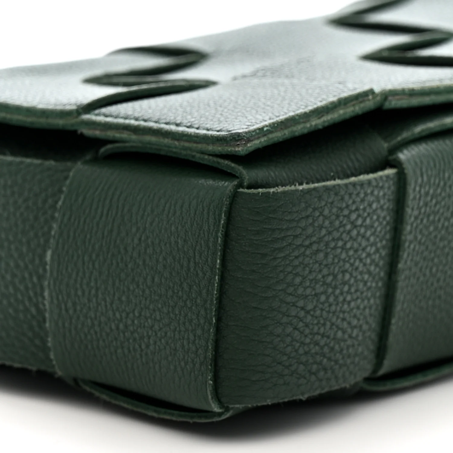 Grained Calfskin Maxi Intrecciato Cassette Crossbody Bag Raintree Green - Image 8