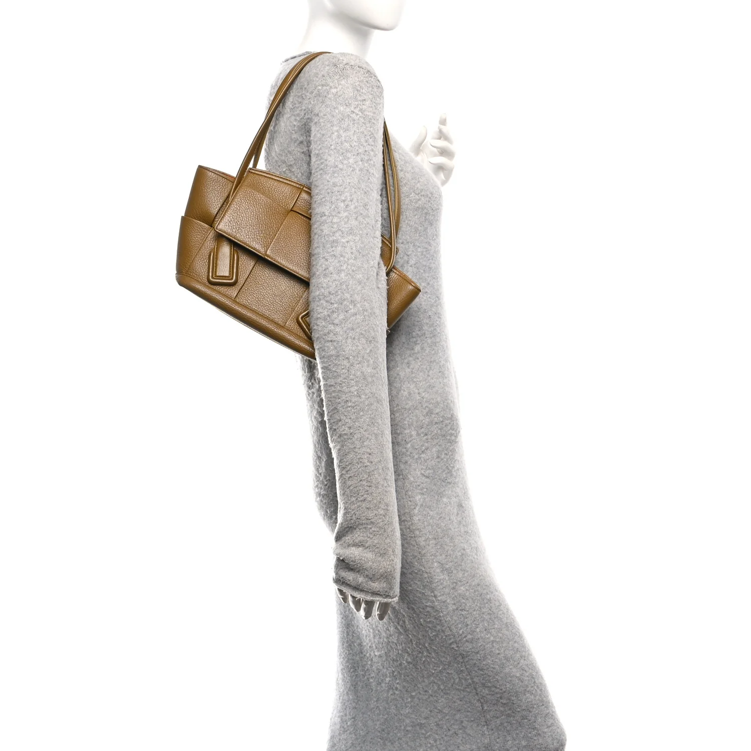 Grained Calfskin Maxi Intrecciato Small Arco Moutarde - Image 2