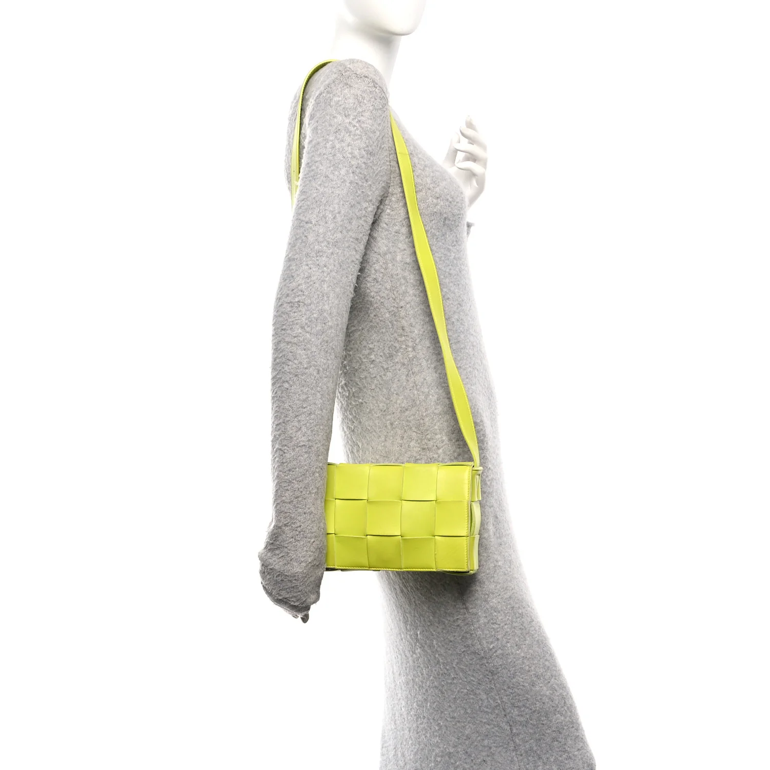 Lambskin Maxi Intrecciato Cassette Crossbody Bag Acid Kiwi - Image 2