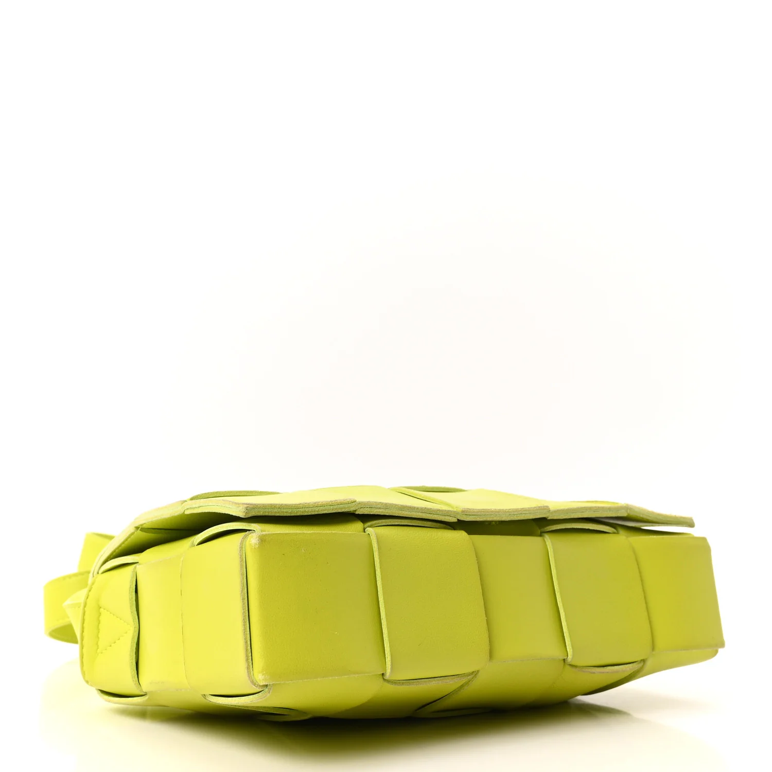 Lambskin Maxi Intrecciato Cassette Crossbody Bag Acid Kiwi - Image 4