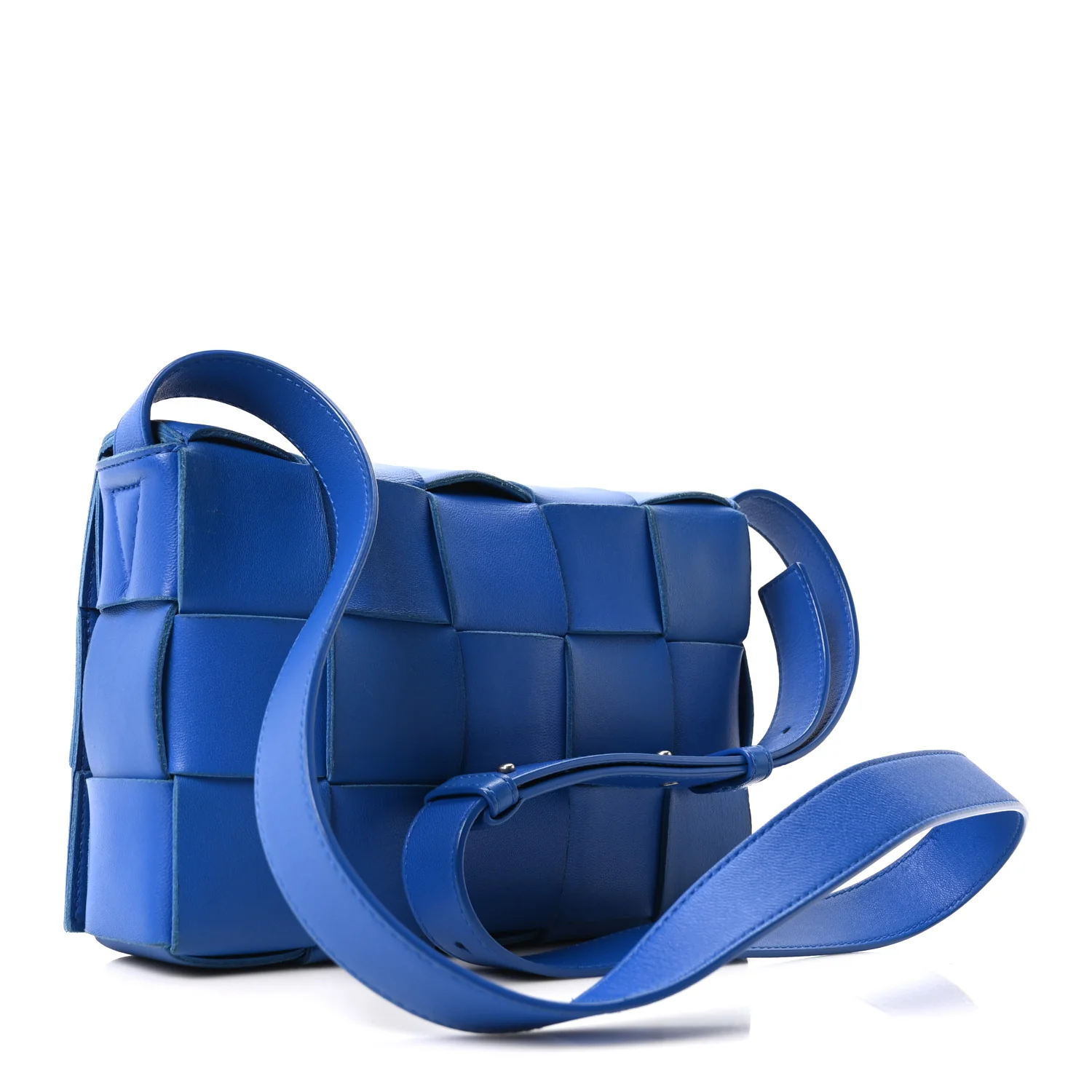Lambskin Maxi Intrecciato Cassette Crossbody Bag Cobalt - Image 3