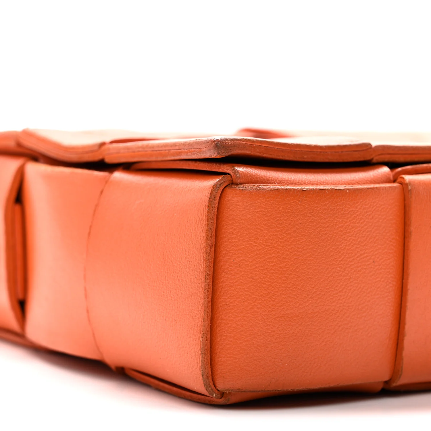 Lambskin Maxi Intrecciato Cassette Crossbody Bag Orange - Image 9