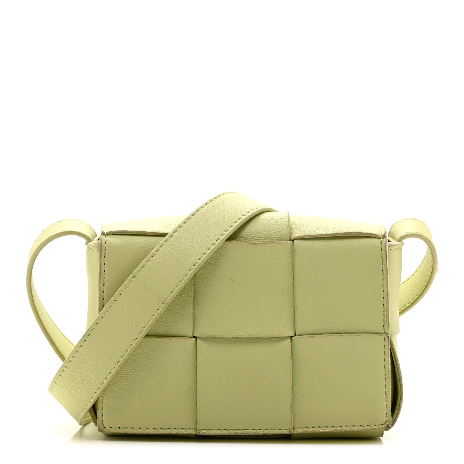 Lambskin Maxi Intrecciato Extra Mini Cassette Crossbody Bag Lemon Washed