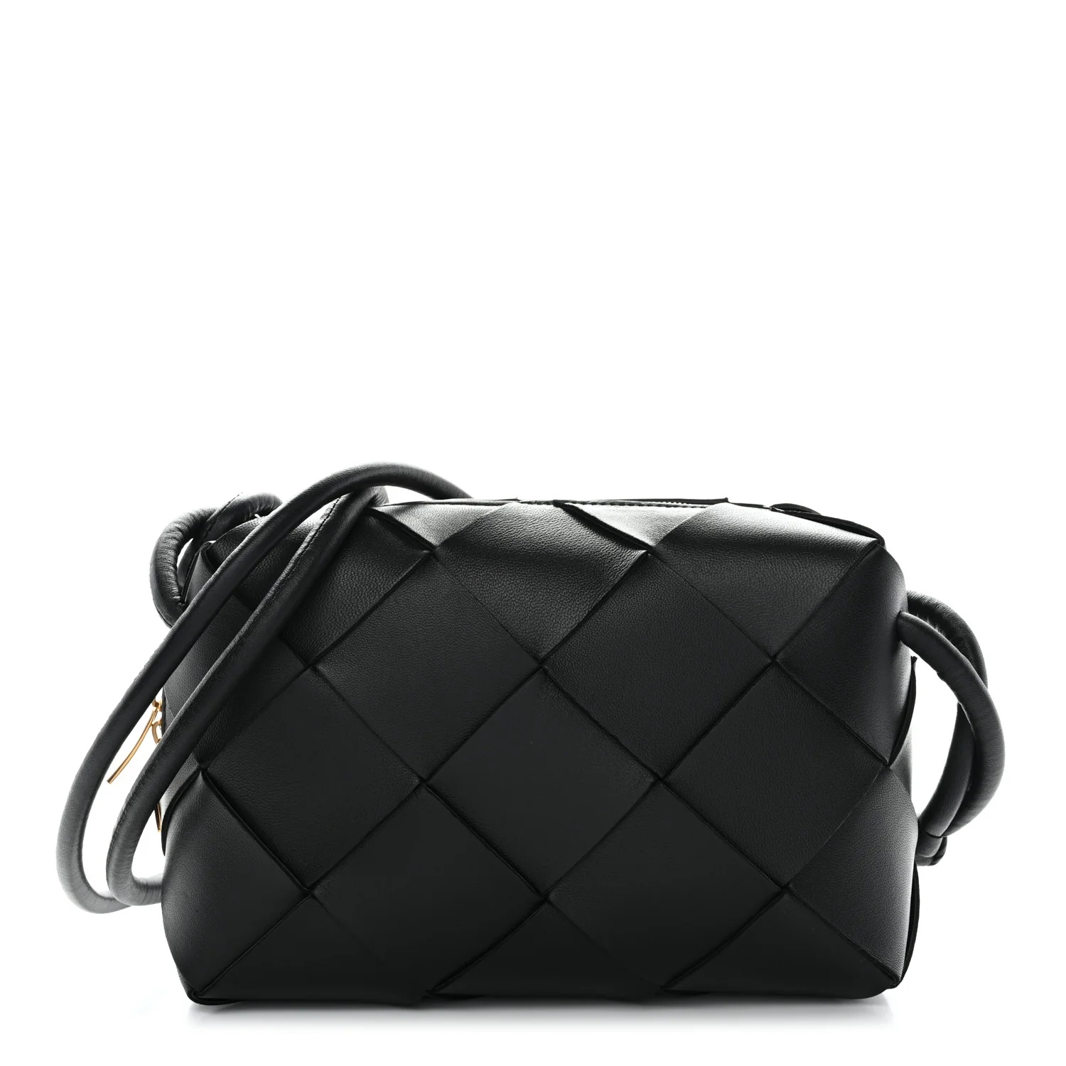 Lambskin Maxi Intrecciato Small Cassette Camera Bag Black - Image 2