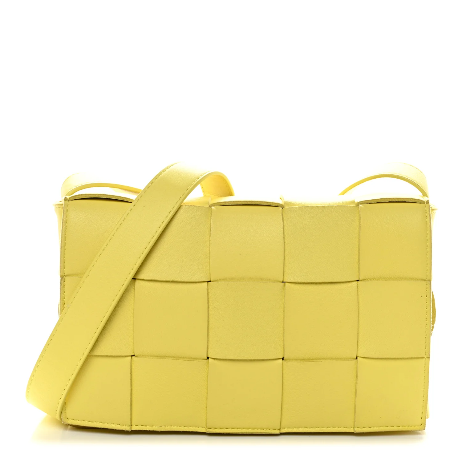 Lambskin Maxi Intrecciato Small Cassette Crossbody Bag Lemonade - Image 2