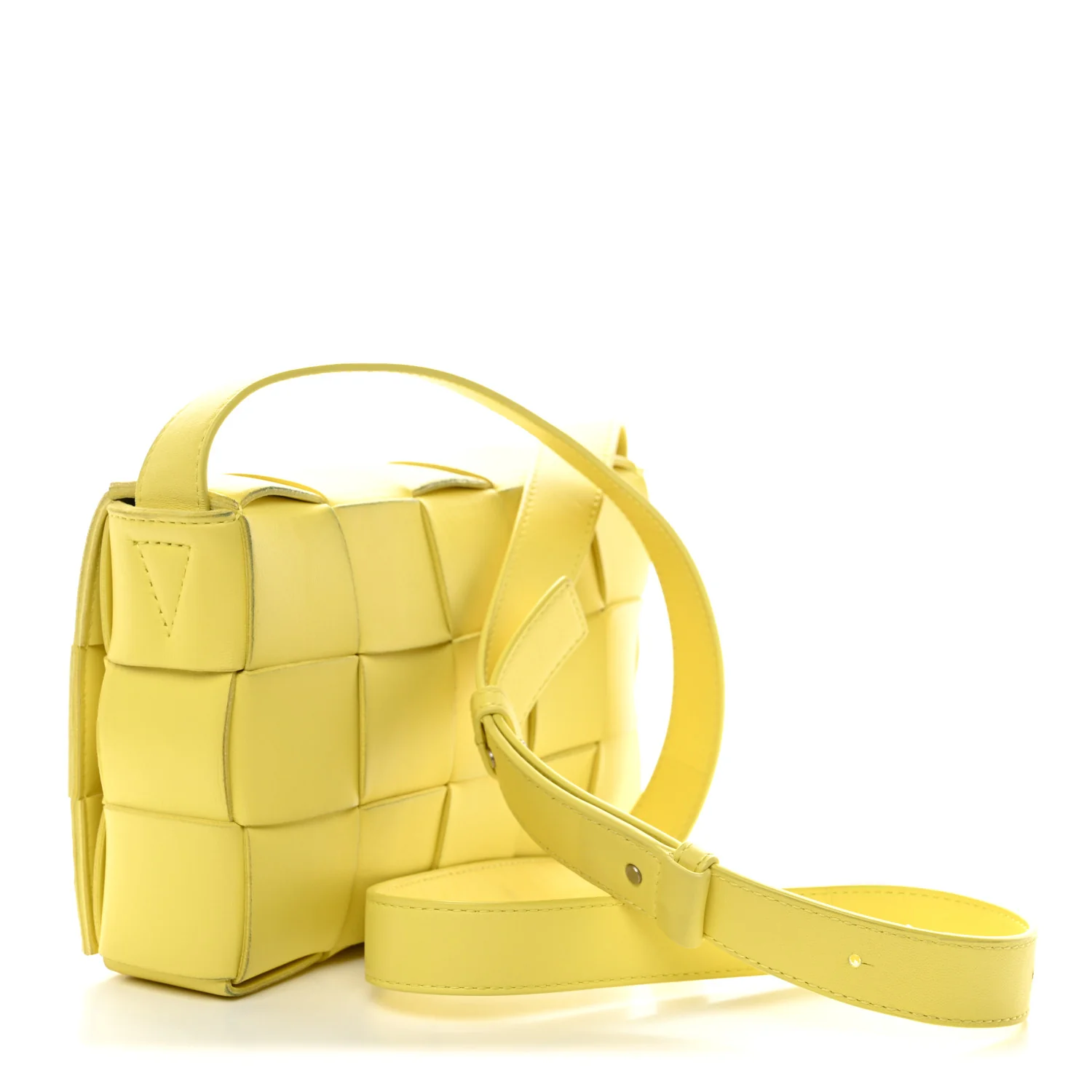 Lambskin Maxi Intrecciato Small Cassette Crossbody Bag Lemonade - Image 7