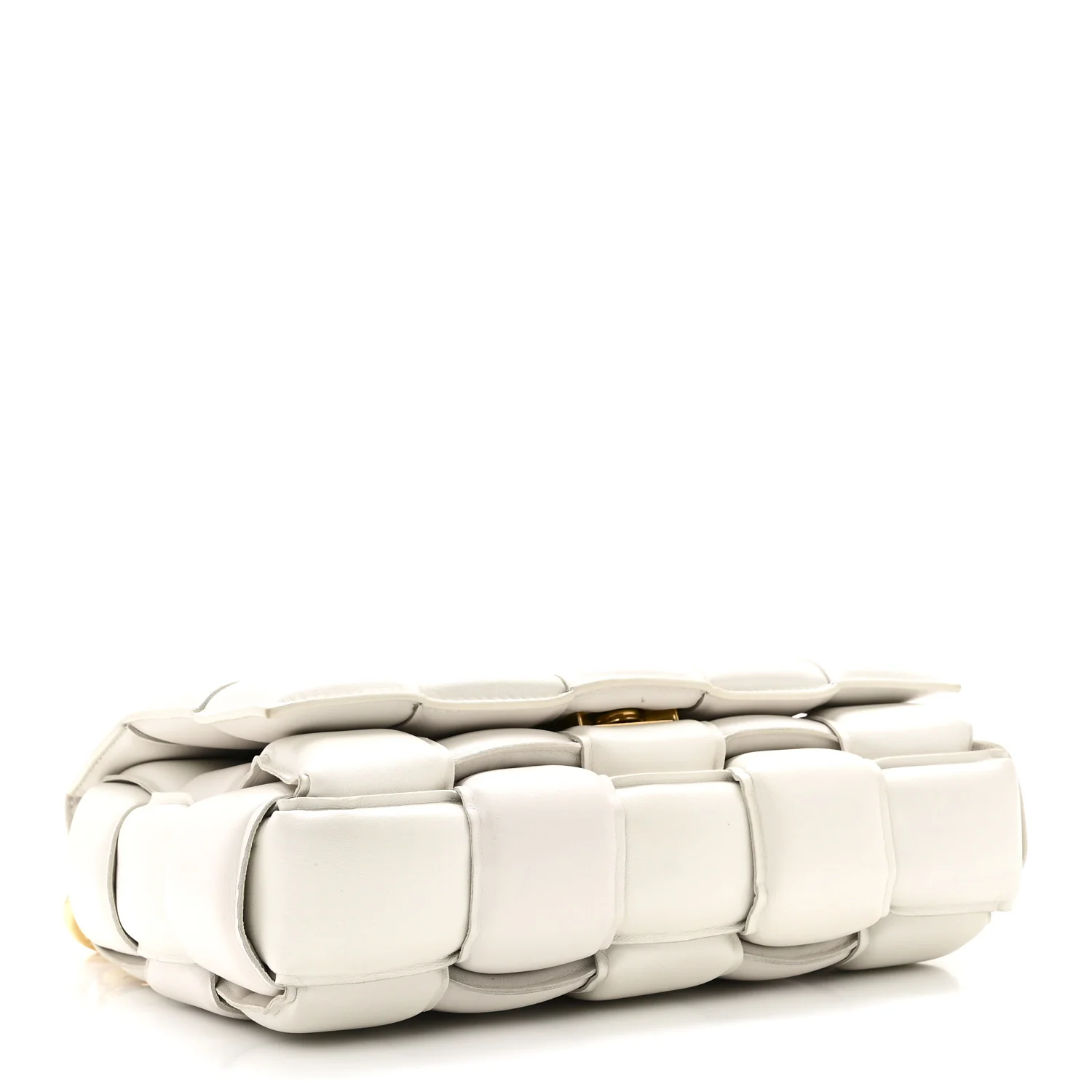 Lambskin Maxi Intreccio Padded Chain Cassette Crossbody Bag Chalk - Image 4