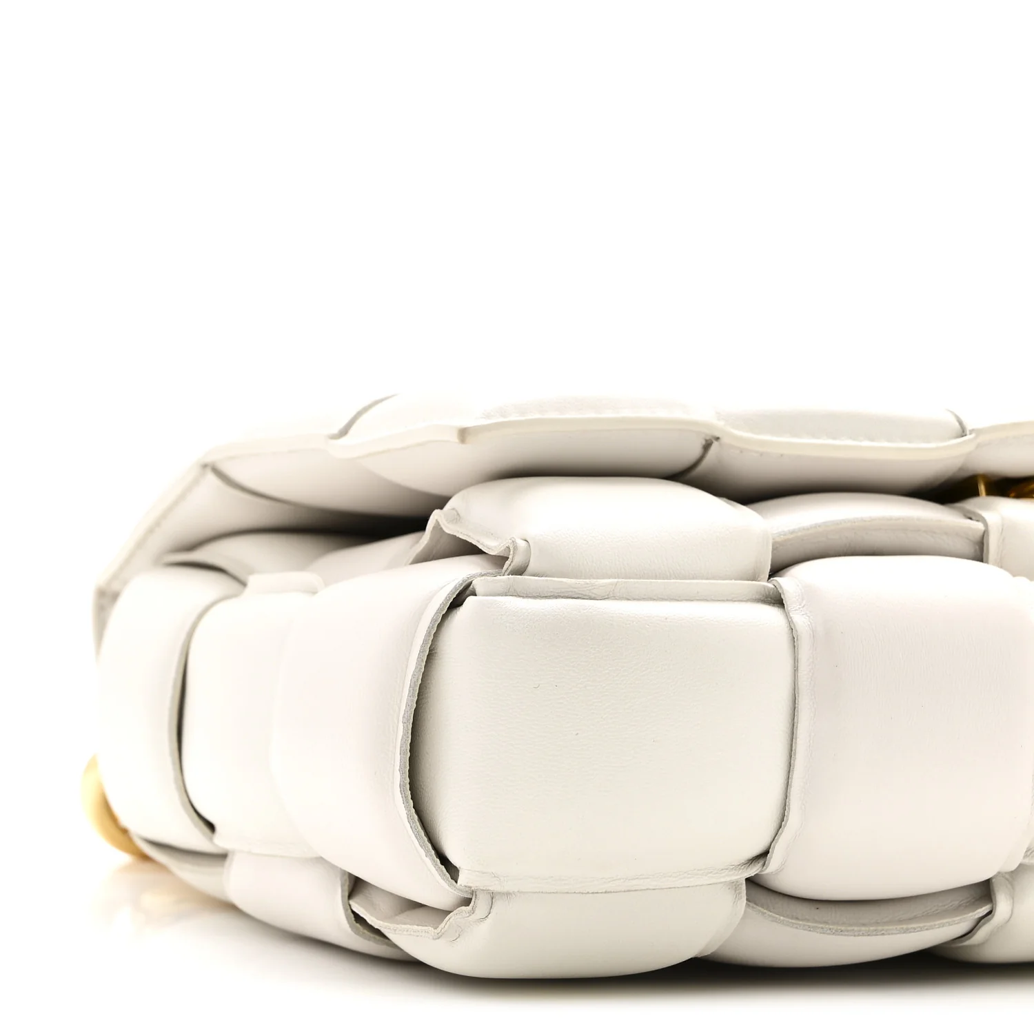 Lambskin Maxi Intreccio Padded Chain Cassette Crossbody Bag Chalk - Image 8