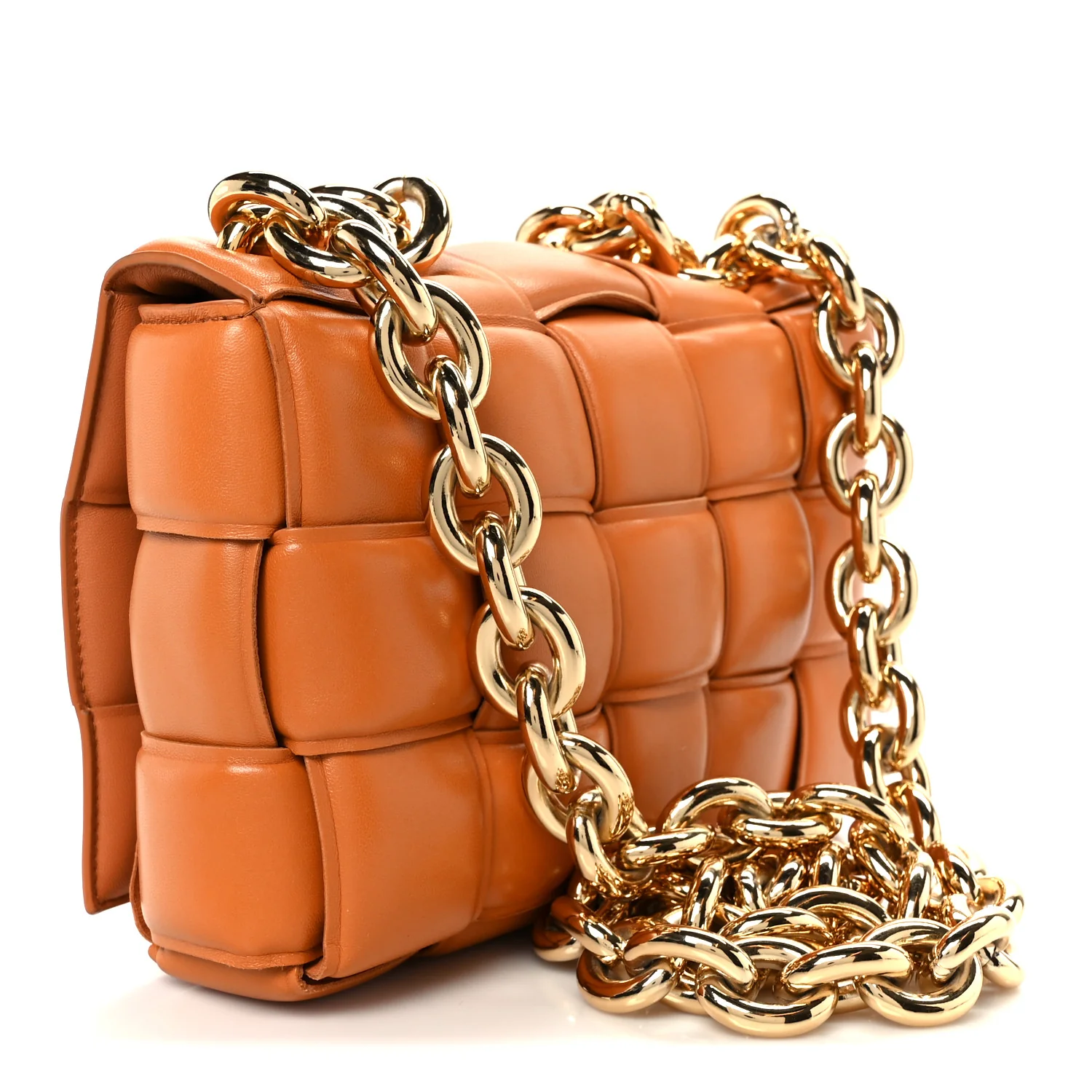 Lambskin Maxi Intreccio Padded Chain Cassette Crossbody Bag Clay - Image 3