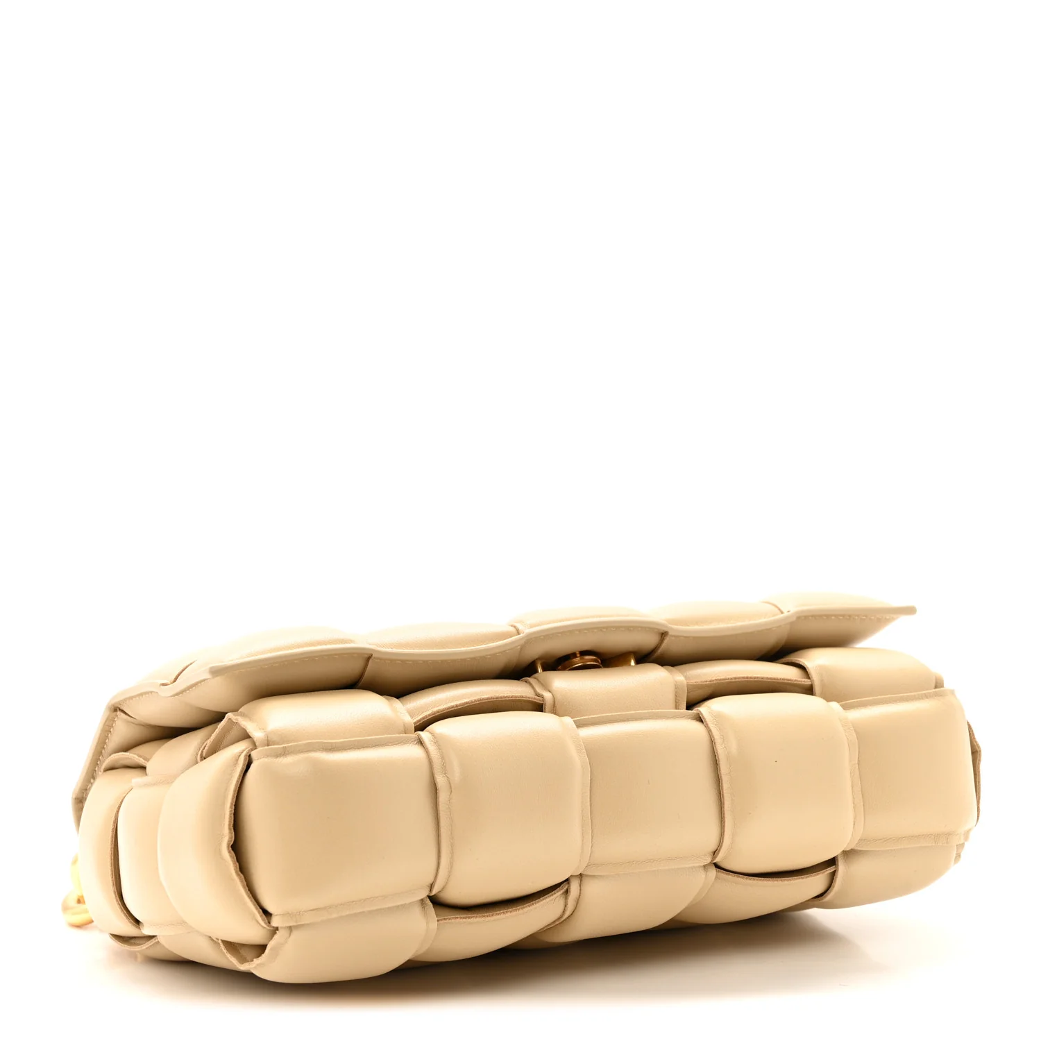 Lambskin Maxi Intreccio Padded Chain Cassette Crossbody Bag Porridge - Image 4