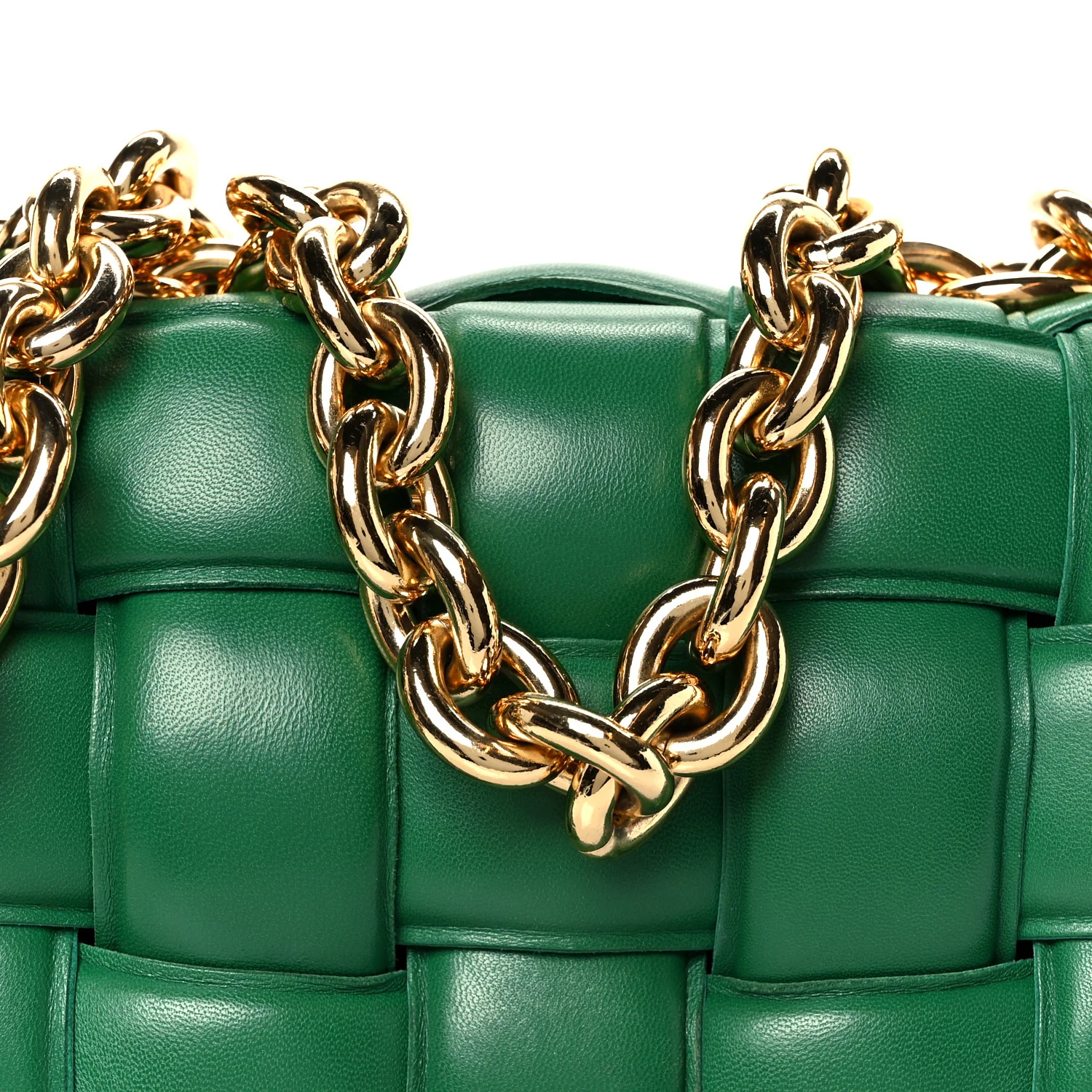 Lambskin Maxi Intreccio Padded Chain Cassette Crossbody Bag Racing Green - Image 10