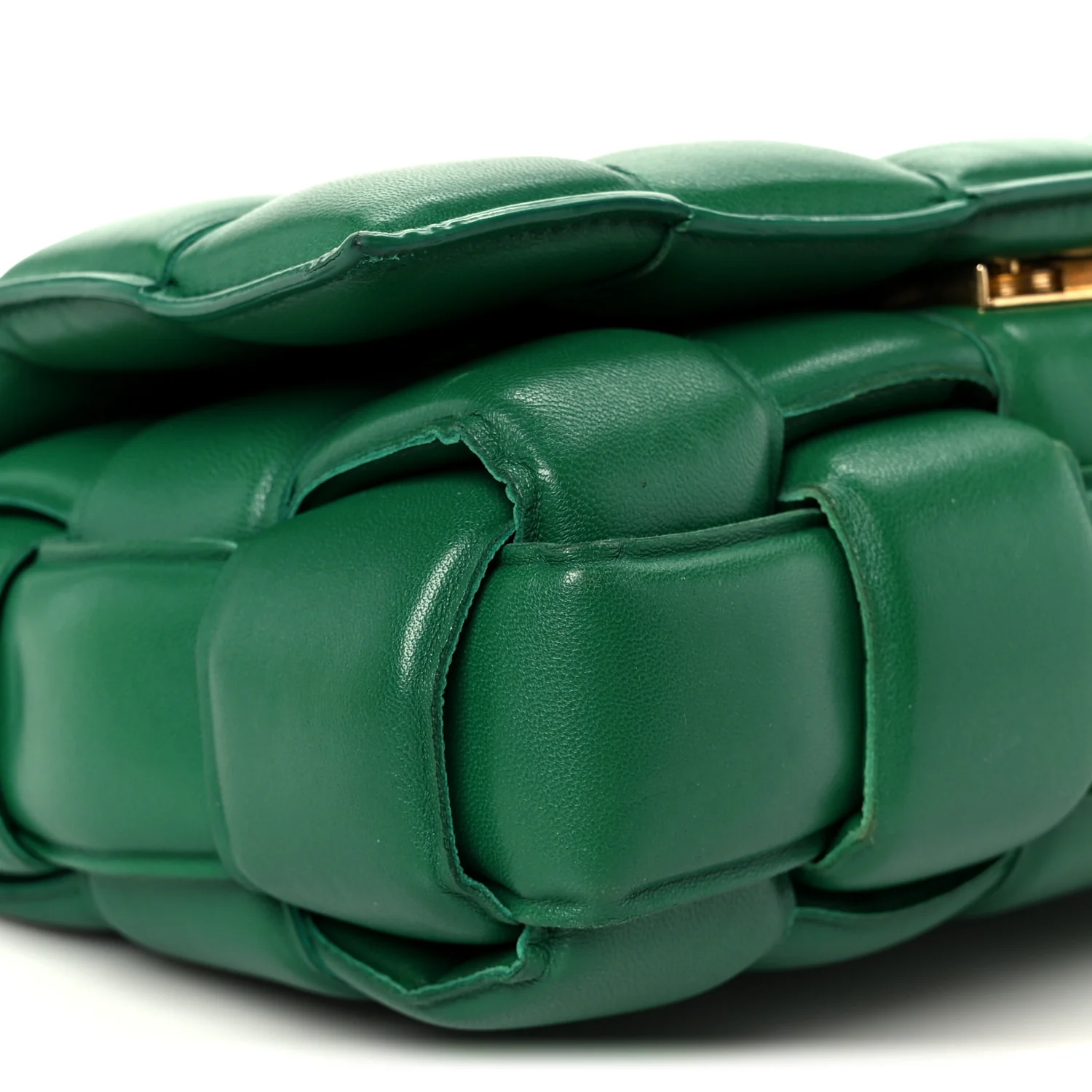Lambskin Maxi Intreccio Padded Chain Cassette Crossbody Bag Racing Green - Image 11