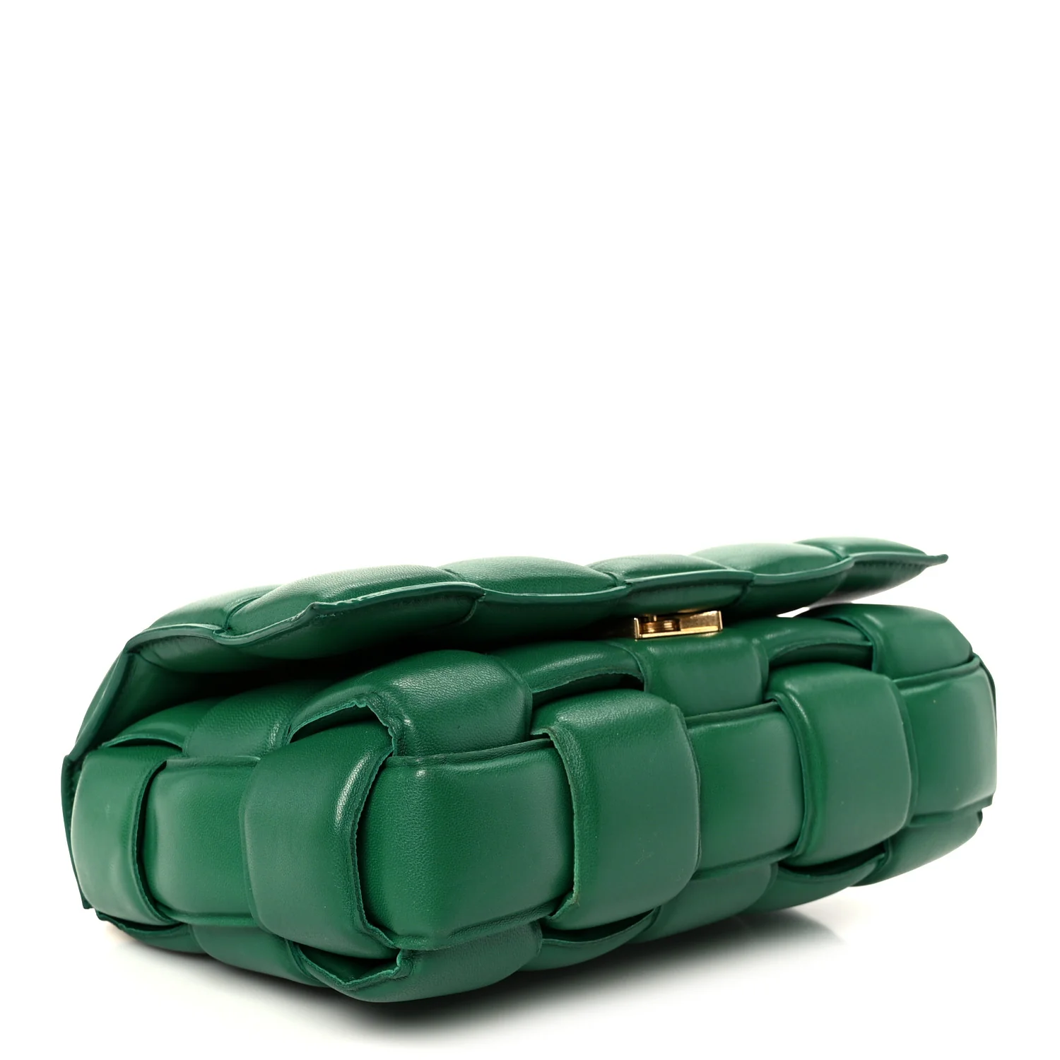 Lambskin Maxi Intreccio Padded Chain Cassette Crossbody Bag Racing Green - Image 4