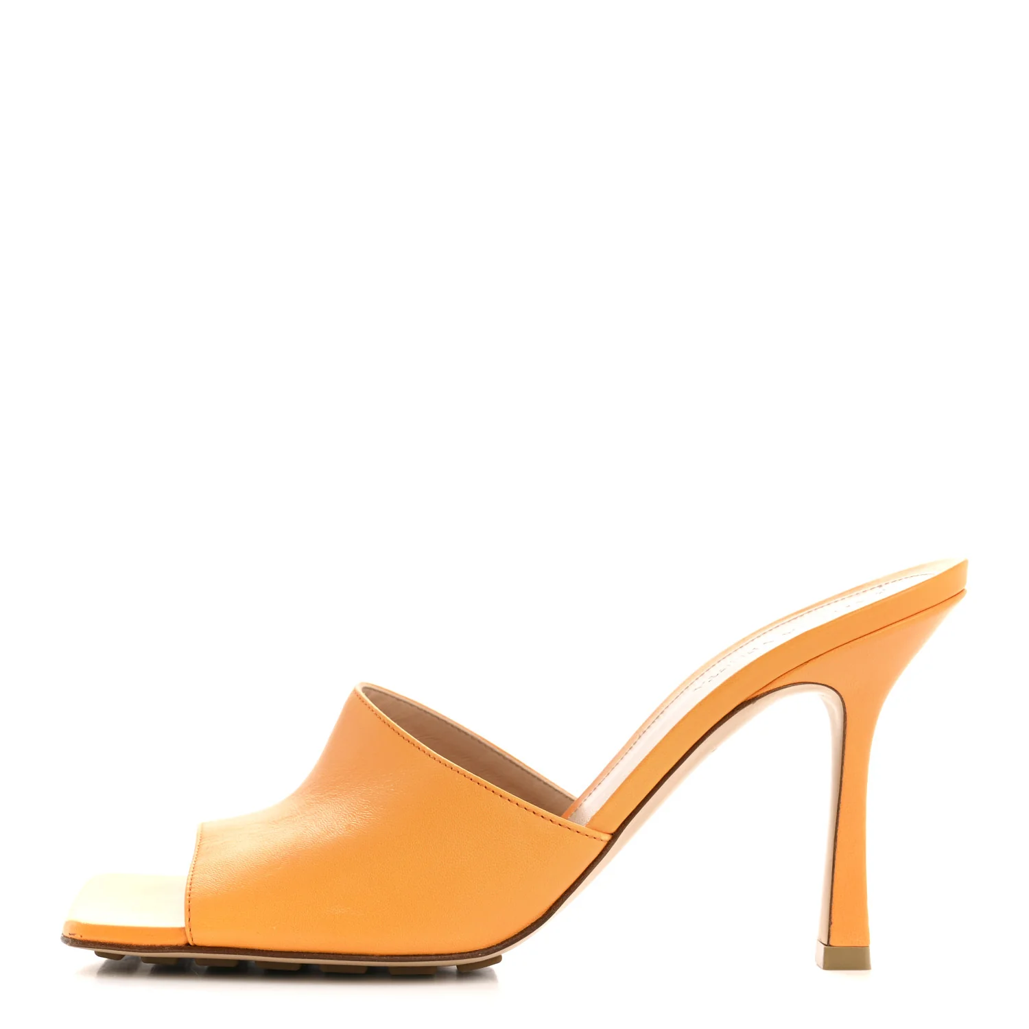 Lambskin Stretch 90mm Mule Sandals 39 Tangerine