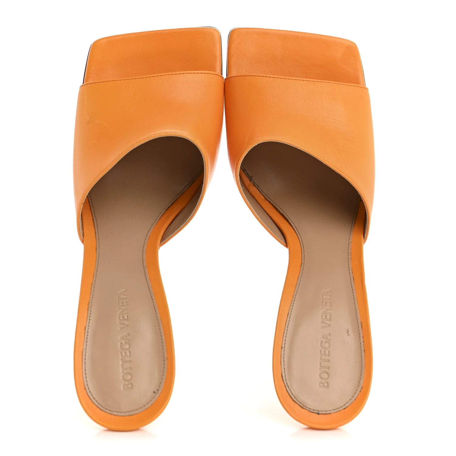 Lambskin Stretch 90mm Mule Sandals 39 Tangerine - Image 2