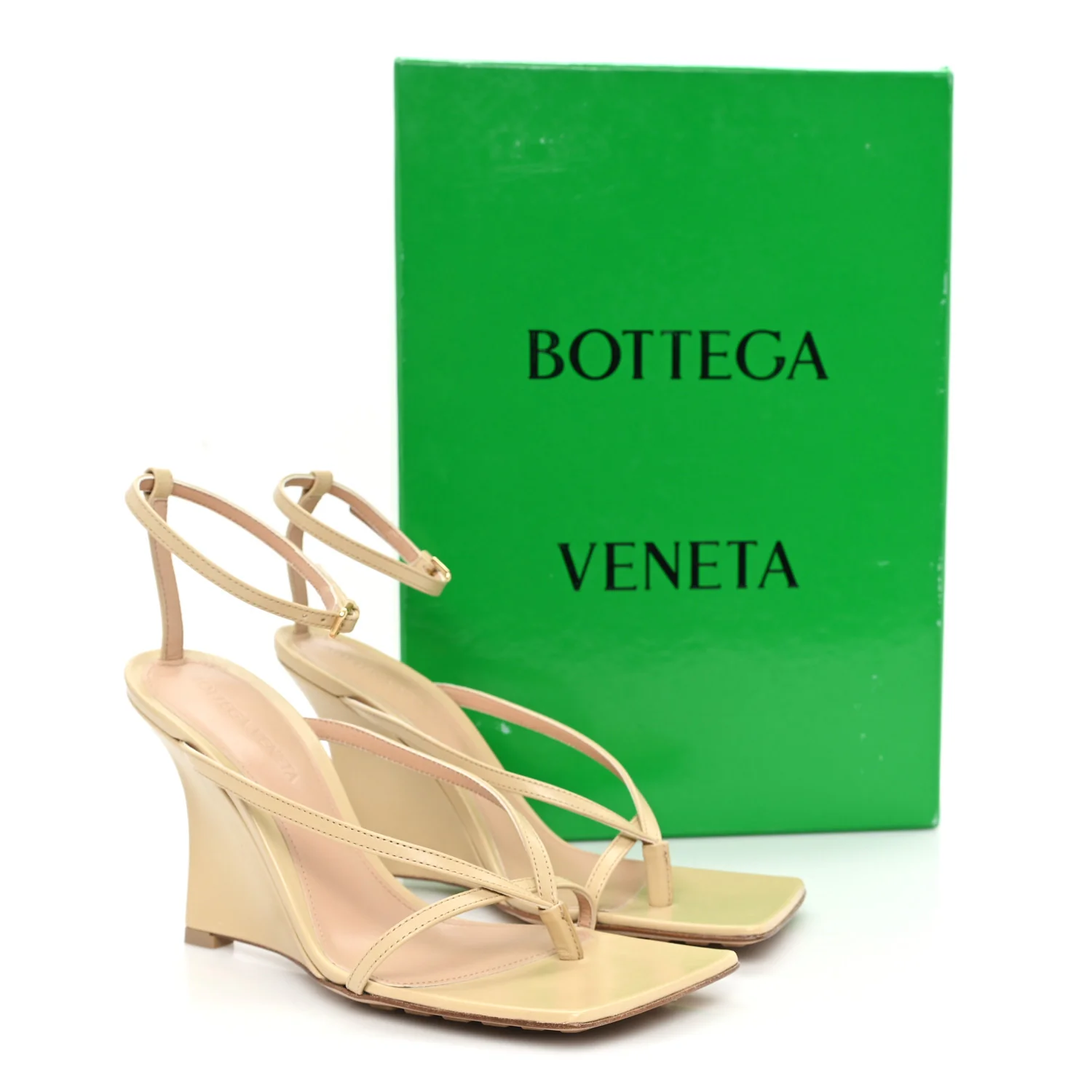 Lambskin Stretch Lounge Wedge Sandals 36 Cane Sugar - Image 9