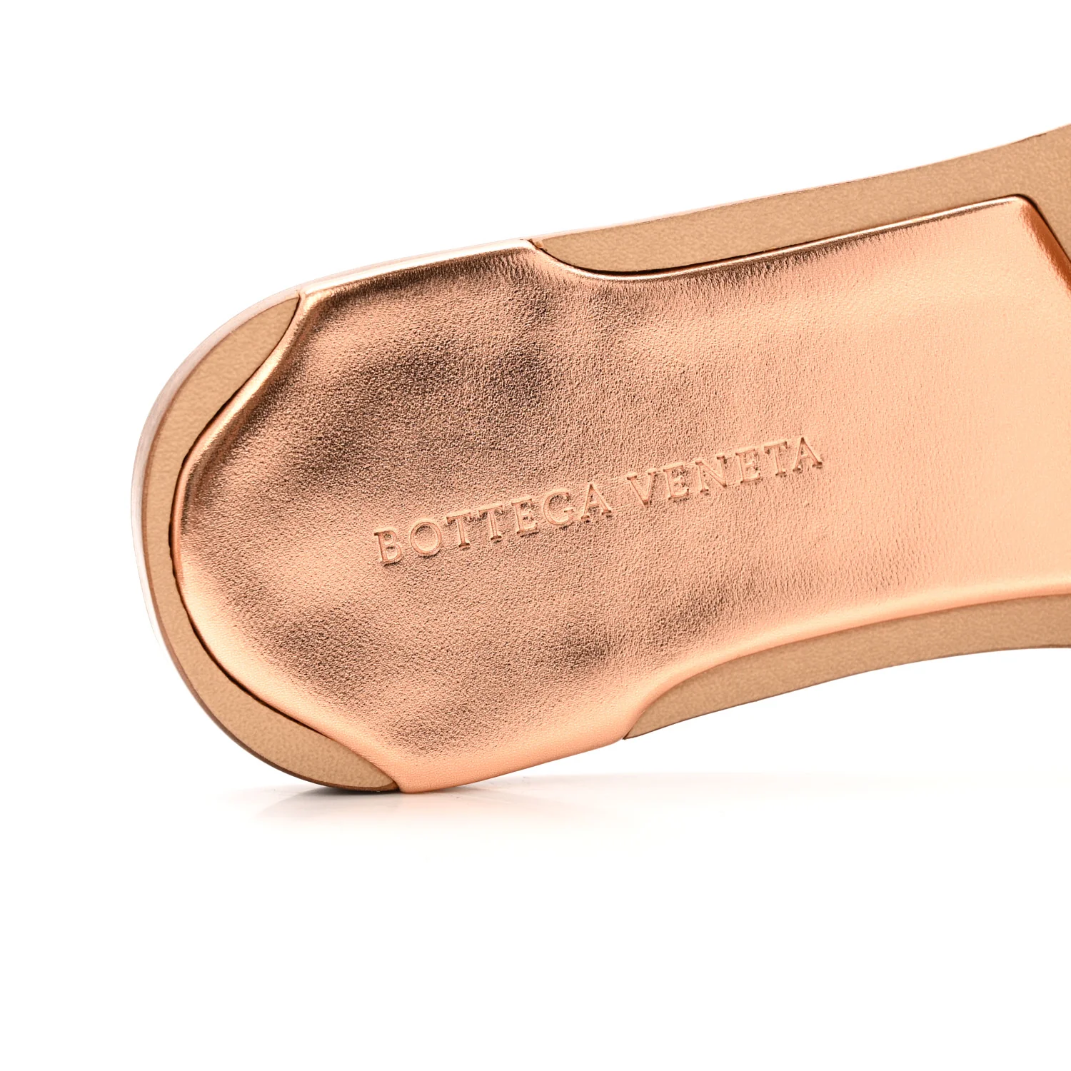 Laminated Nappa Intrecciato Squared Toe Flat Sandals 40 Gold Peach - Image 7