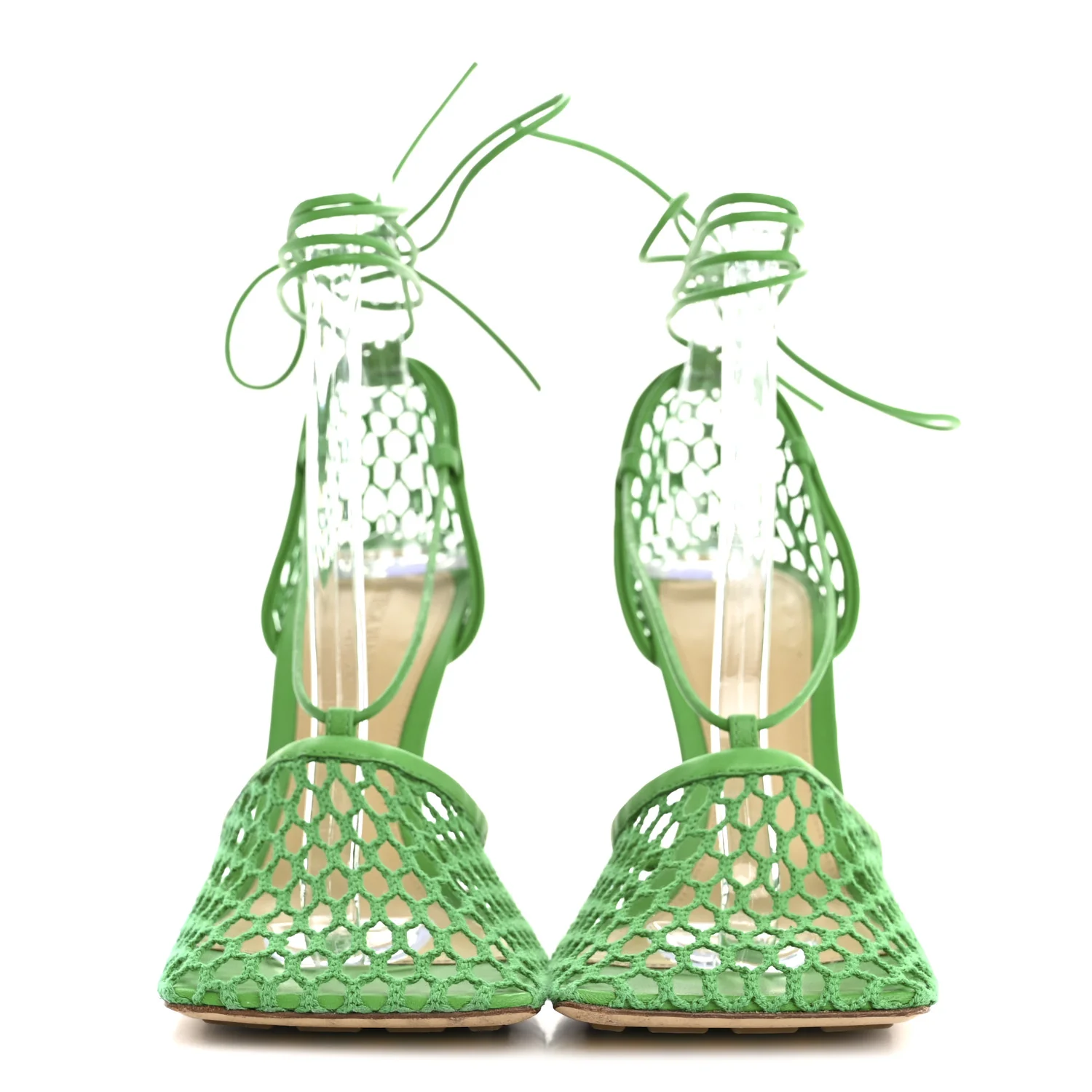 Mesh Nappa Stretch Ankle Tie 90mm Sandals 38.5 Grass - Image 3