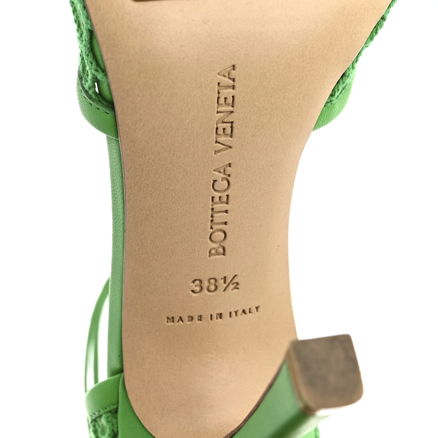 Mesh Nappa Stretch Ankle Tie 90mm Sandals 38.5 Grass - Image 8
