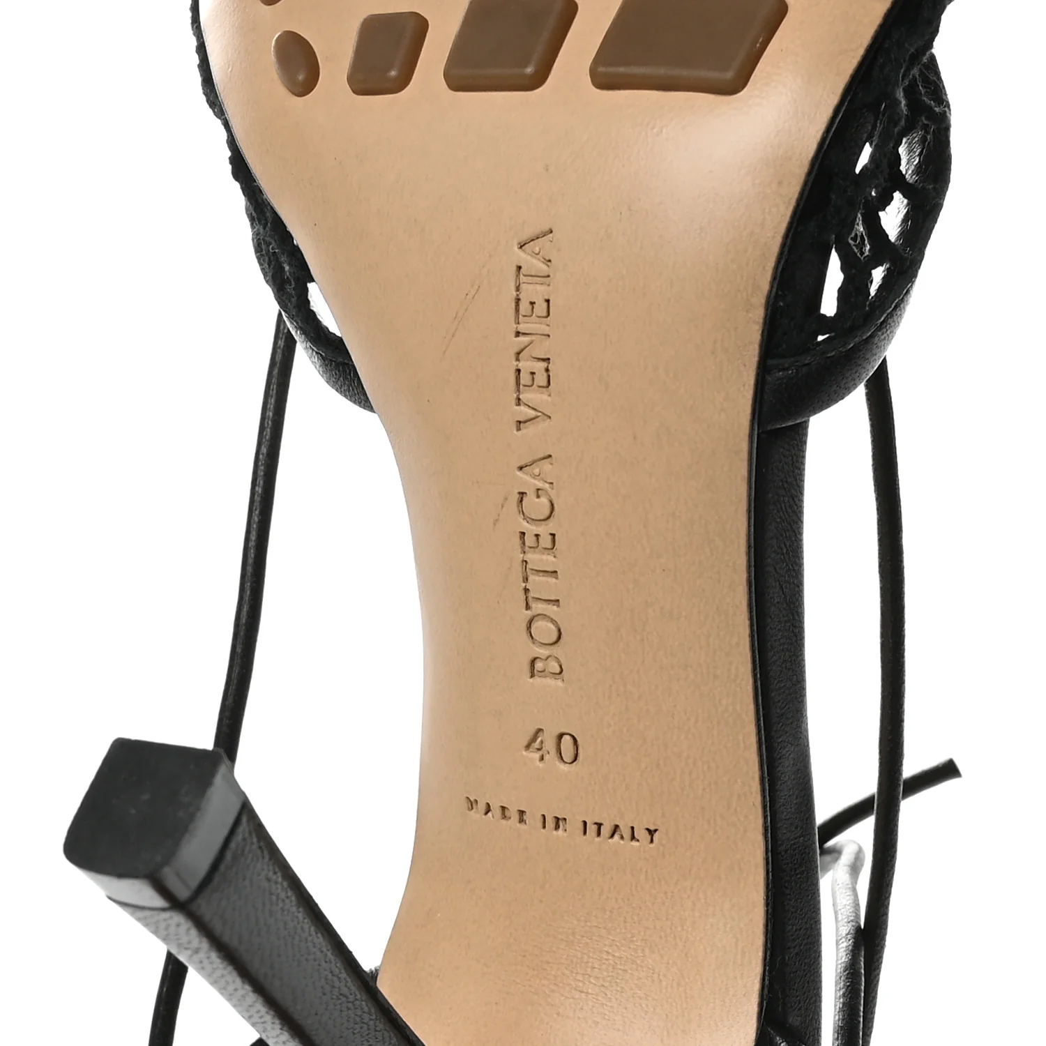 Mesh Nappa Stretch Ankle Tie Sandals 40 Black - Image 7