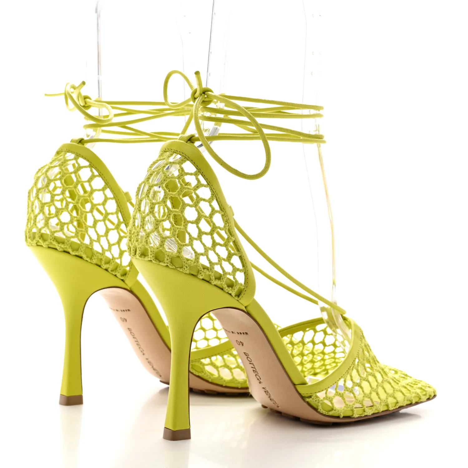 Mesh Nappa Stretch Ankle Tie Sandals 40 Kiwi - Image 5