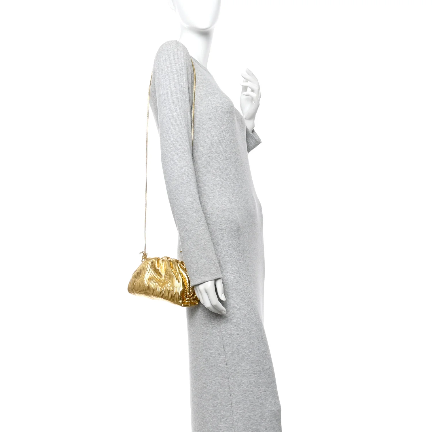 Metallic Bark Calfskin The Mini Pouch Gold - Image 4