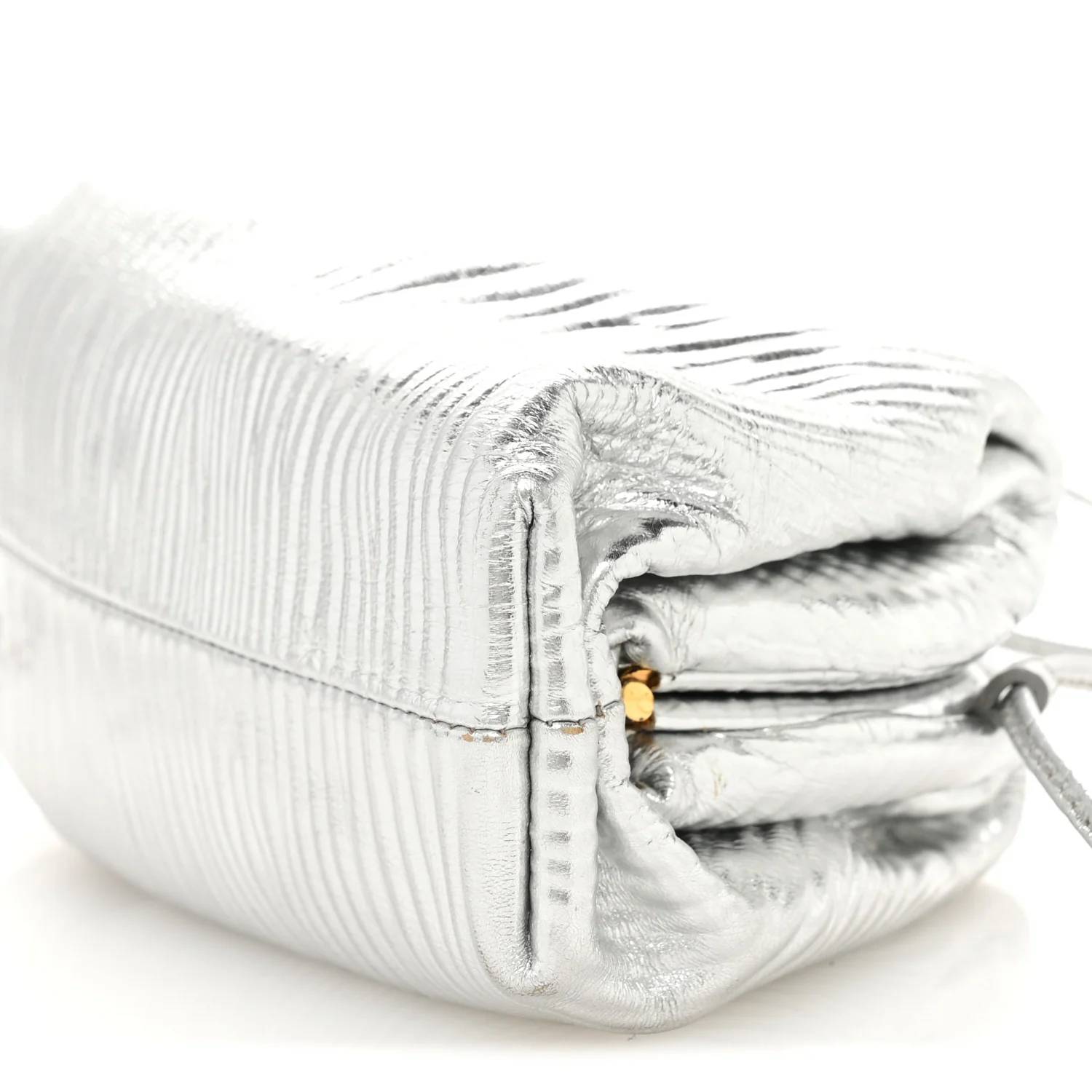 Metallic Bark Calfskin The Mini Pouch Silver - Image 10