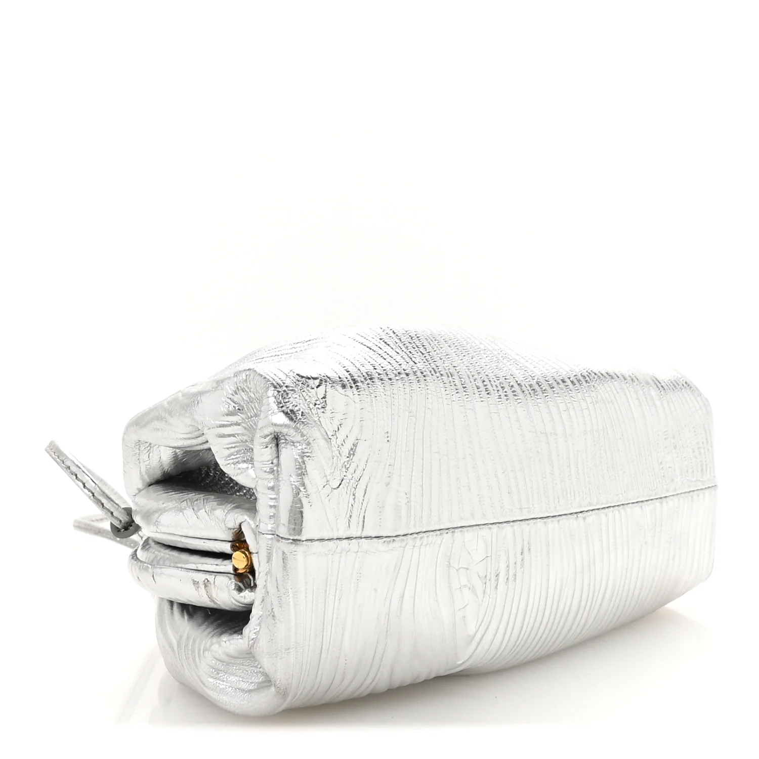 Metallic Bark Calfskin The Mini Pouch Silver - Image 4