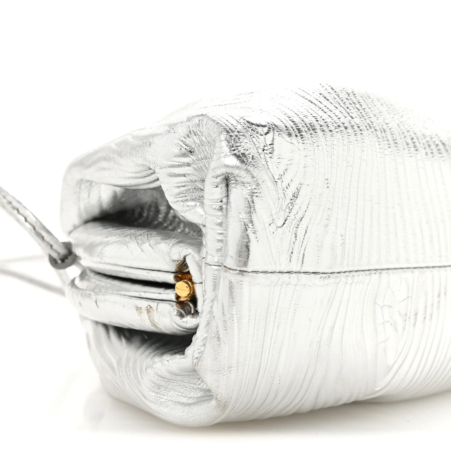 Metallic Bark Calfskin The Mini Pouch Silver - Image 9