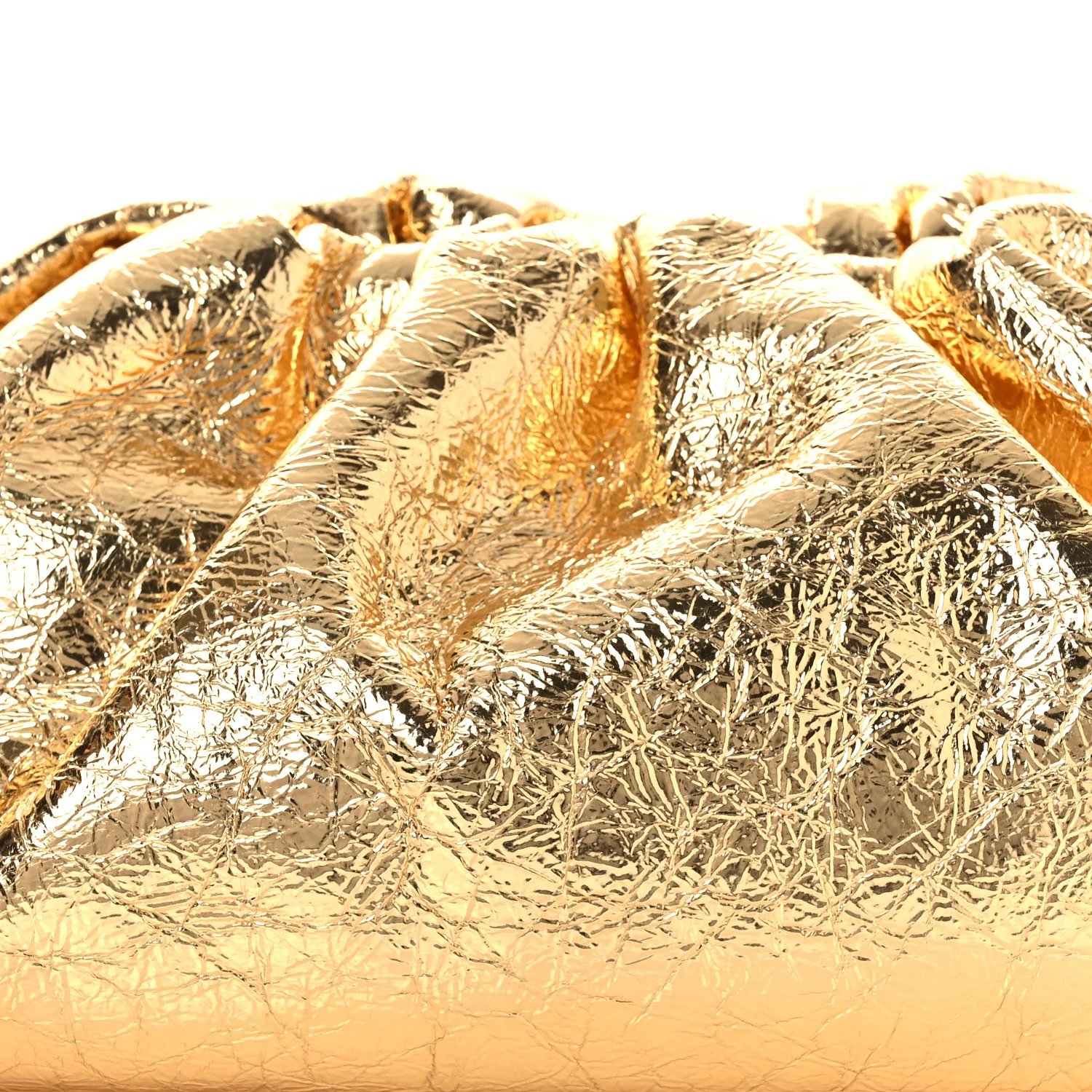 Metallic Crinkled Lambskin The Pouch Oversized Clutch Oro - Image 8