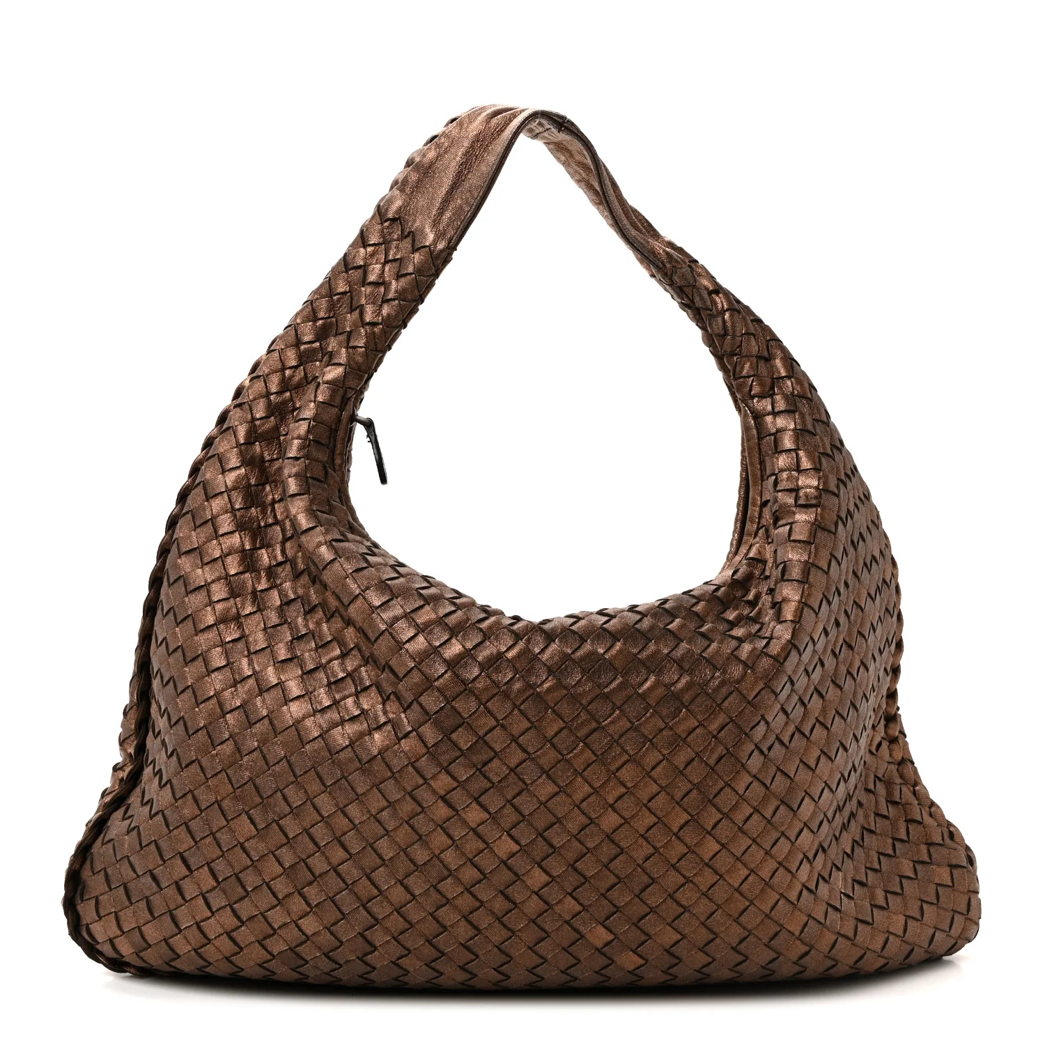 Metallic Nappa Intrecciato Large Veneta Hobo Copper