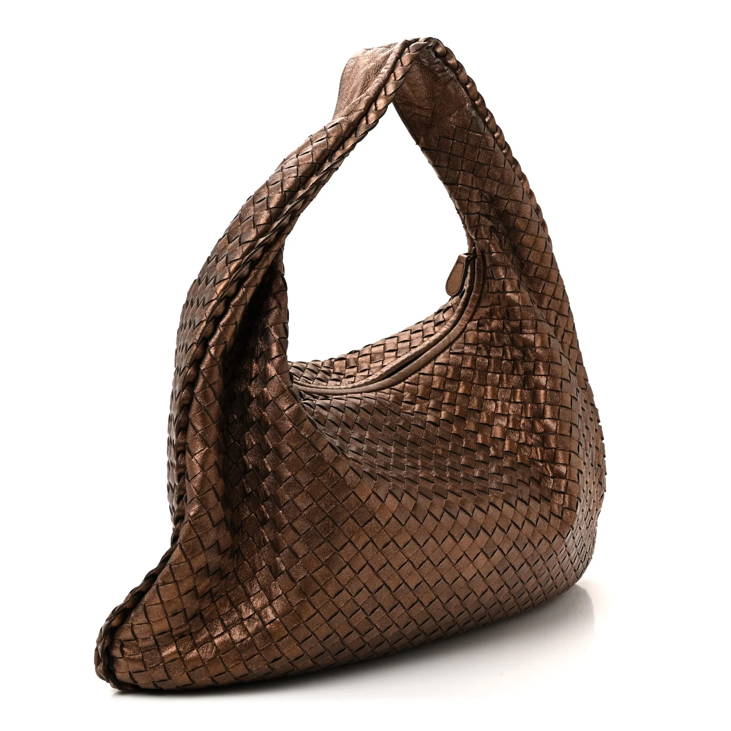 Metallic Nappa Intrecciato Large Veneta Hobo Copper - Image 3