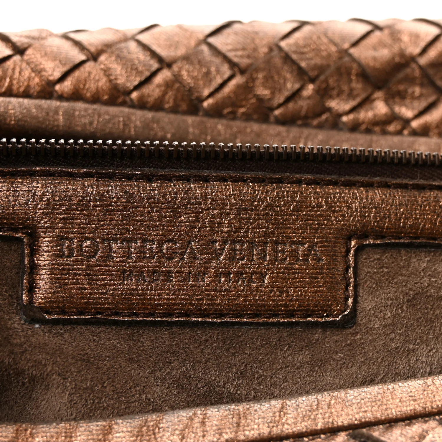 Metallic Nappa Intrecciato Large Veneta Hobo Copper - Image 6