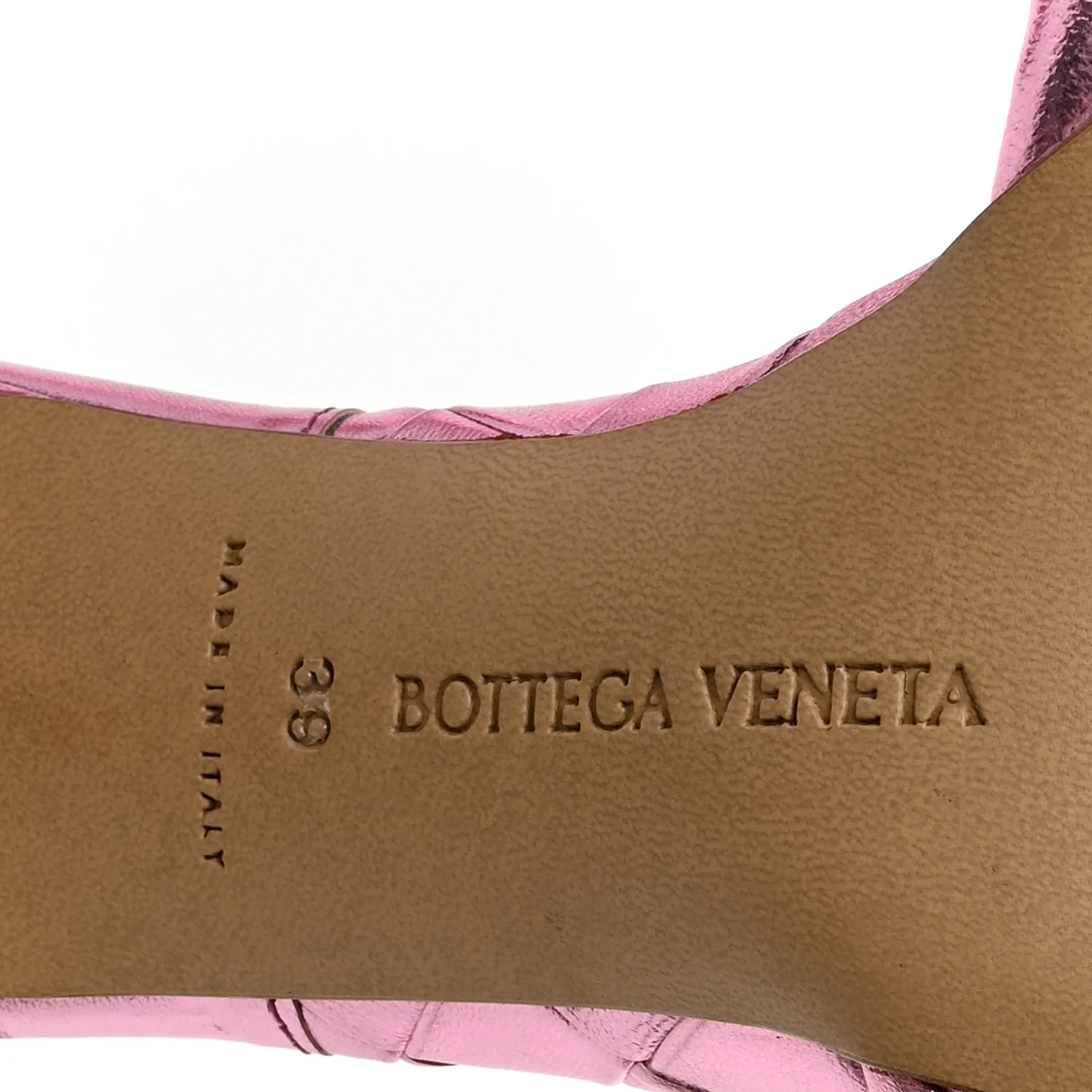Metallic Nappa Maxi Intrecciato Lido 90mm Mule Sandals 39 Azalea - Image 7