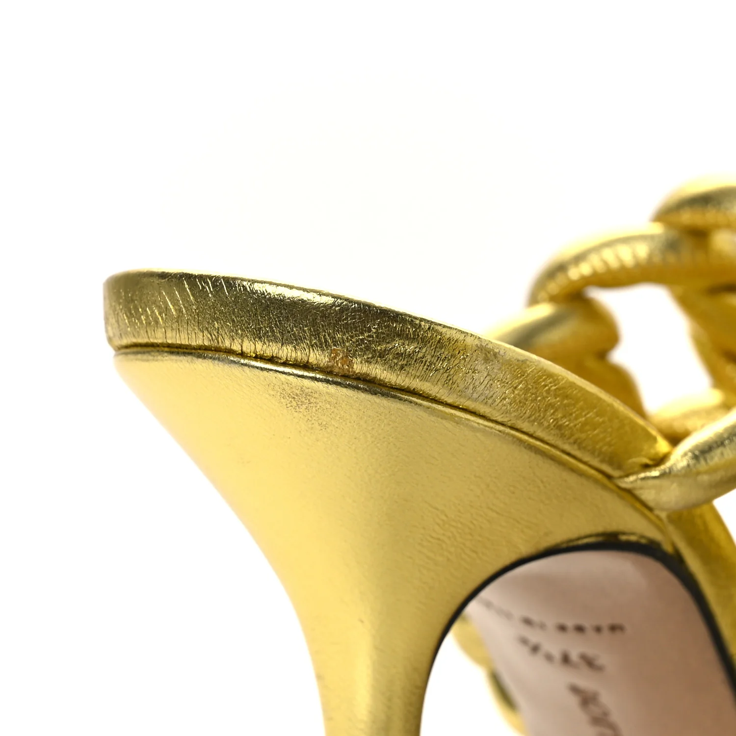 Metallic Nappa Reflection Weave Stretch Mules Sandals 37.5 Gold - Image 11
