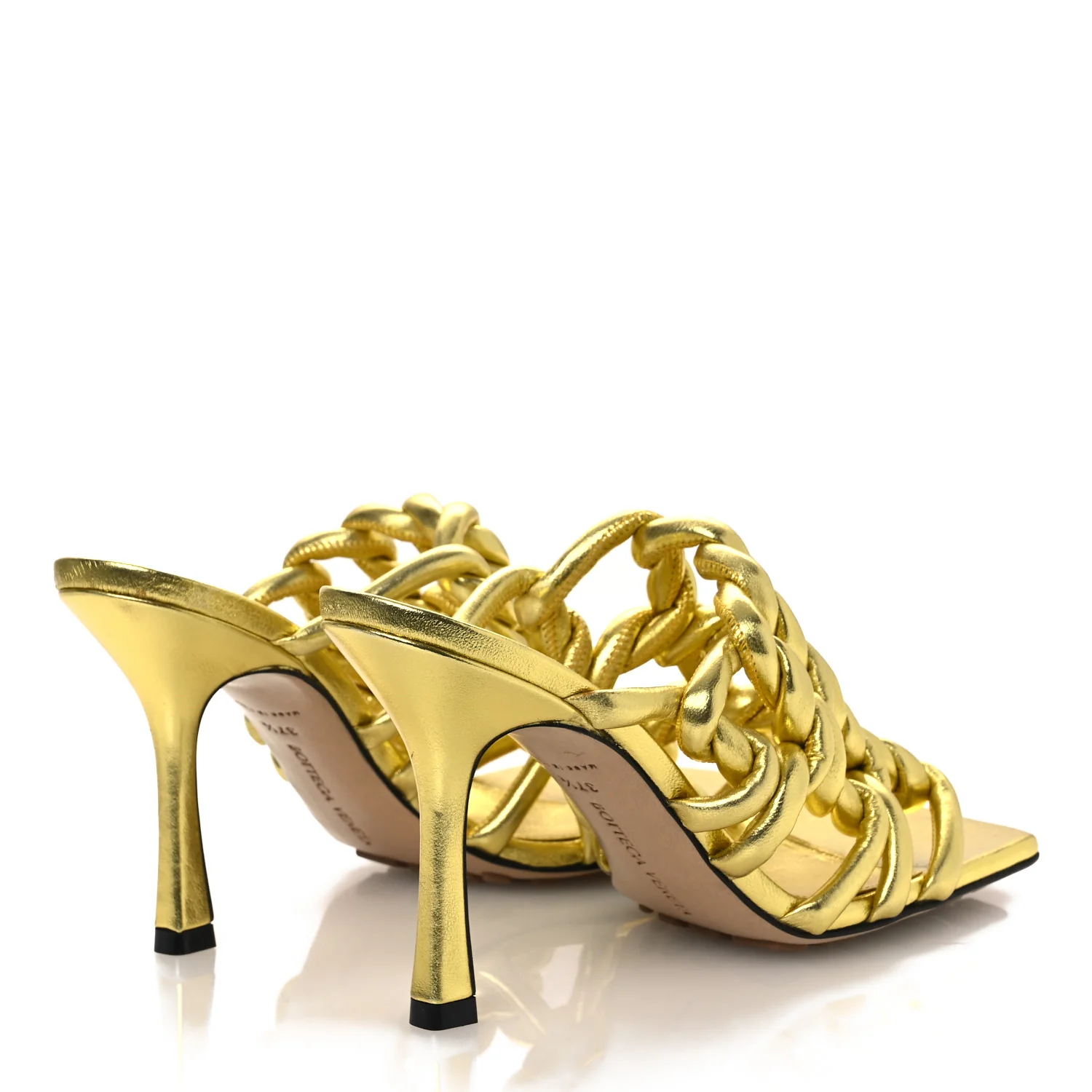 Metallic Nappa Reflection Weave Stretch Mules Sandals 37.5 Gold - Image 5