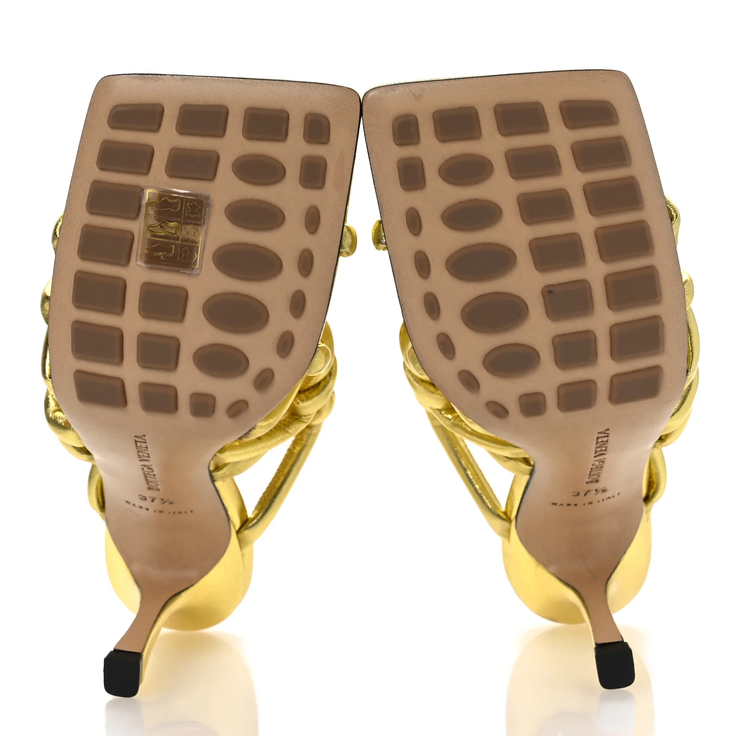 Metallic Nappa Reflection Weave Stretch Mules Sandals 37.5 Gold - Image 7