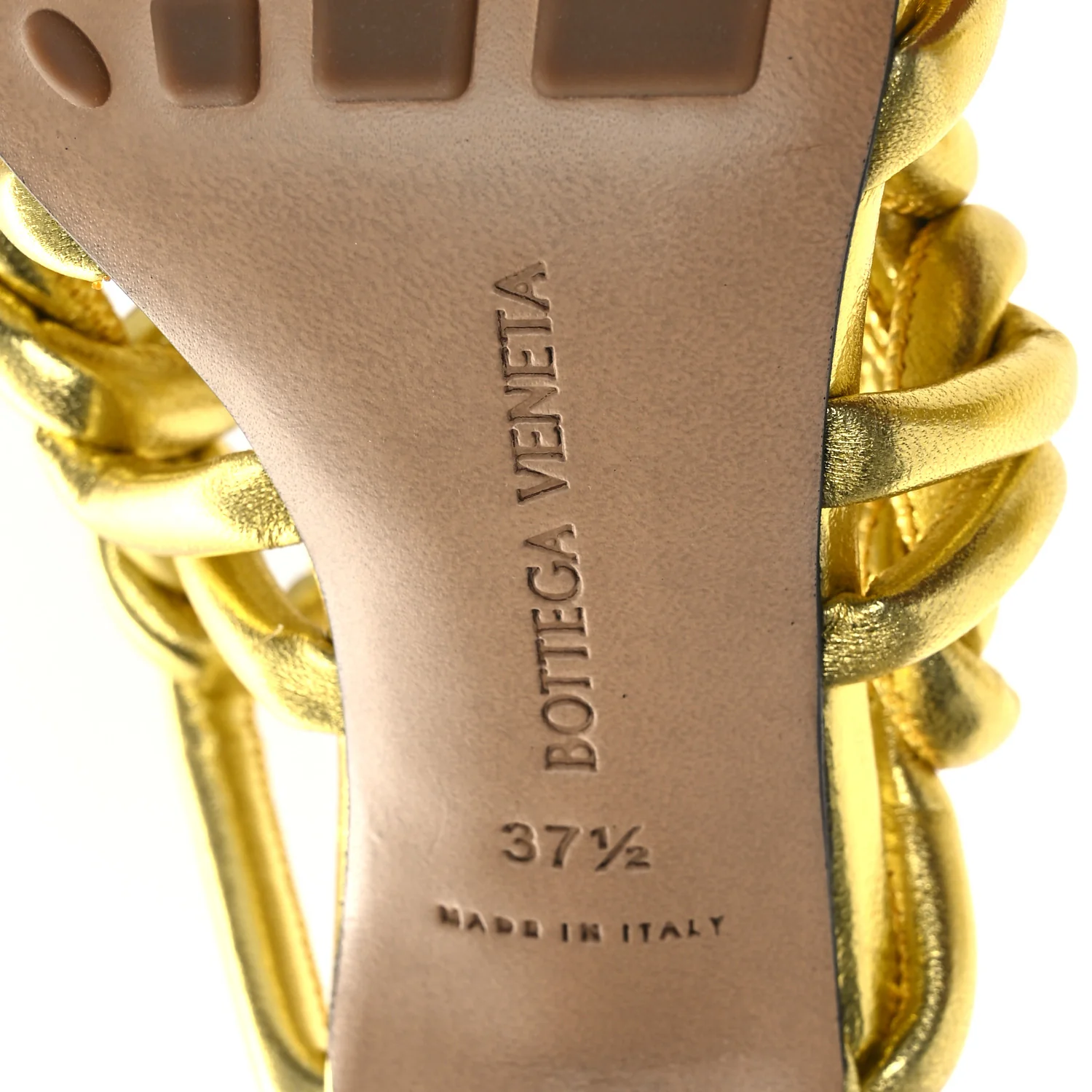 Metallic Nappa Reflection Weave Stretch Mules Sandals 37.5 Gold - Image 8