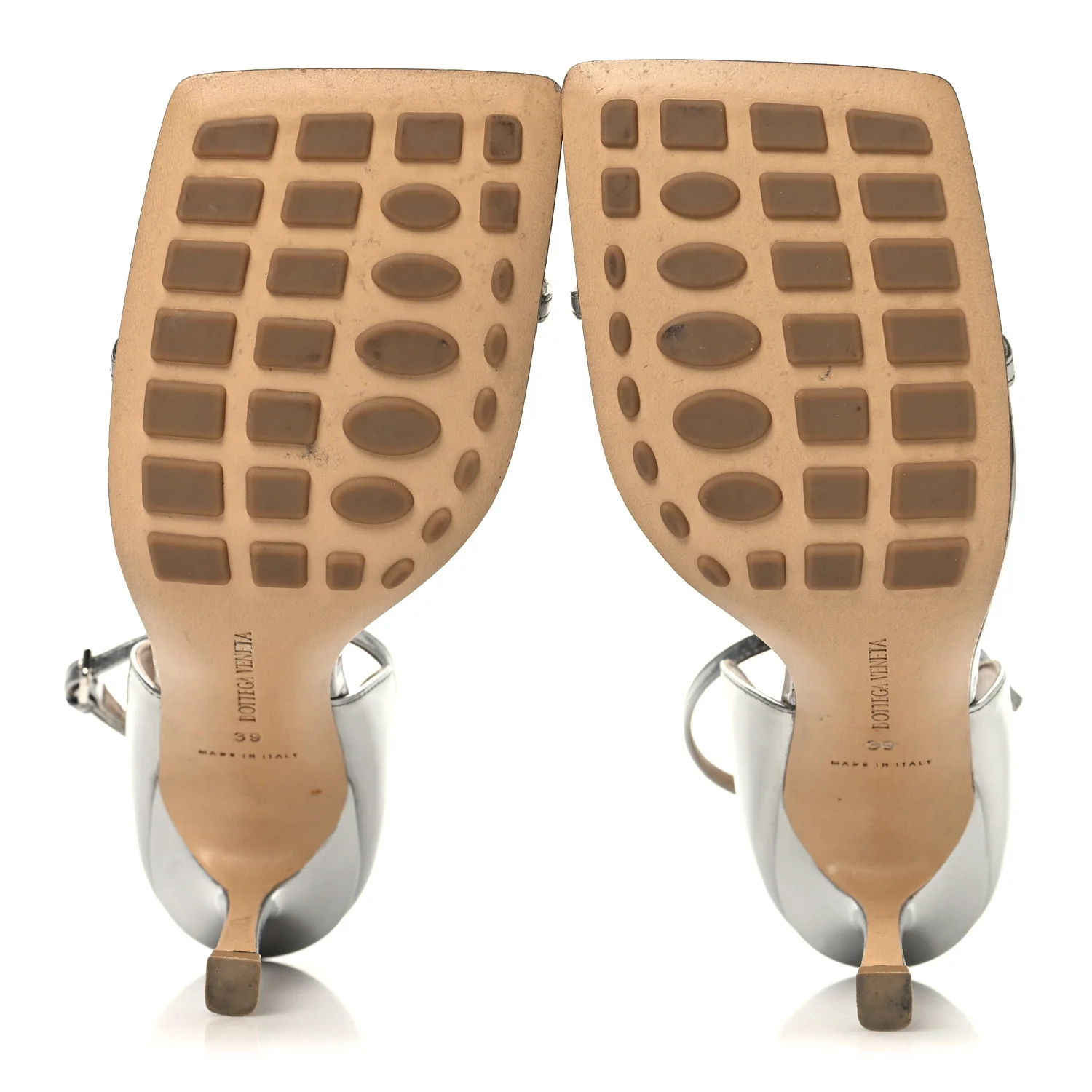 Mirror Calfskin Stretch 90mm Sandals 39 Silver - Image 6