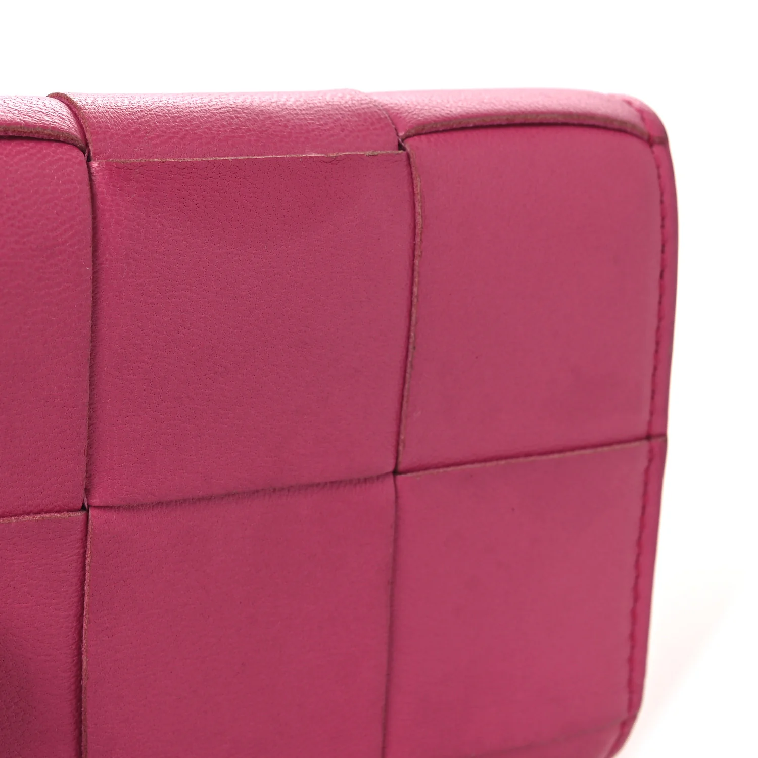 Nappa Calfskin Maxi Intrecciato Cassette Tri-Fold Wallet Cranberry - Image 7